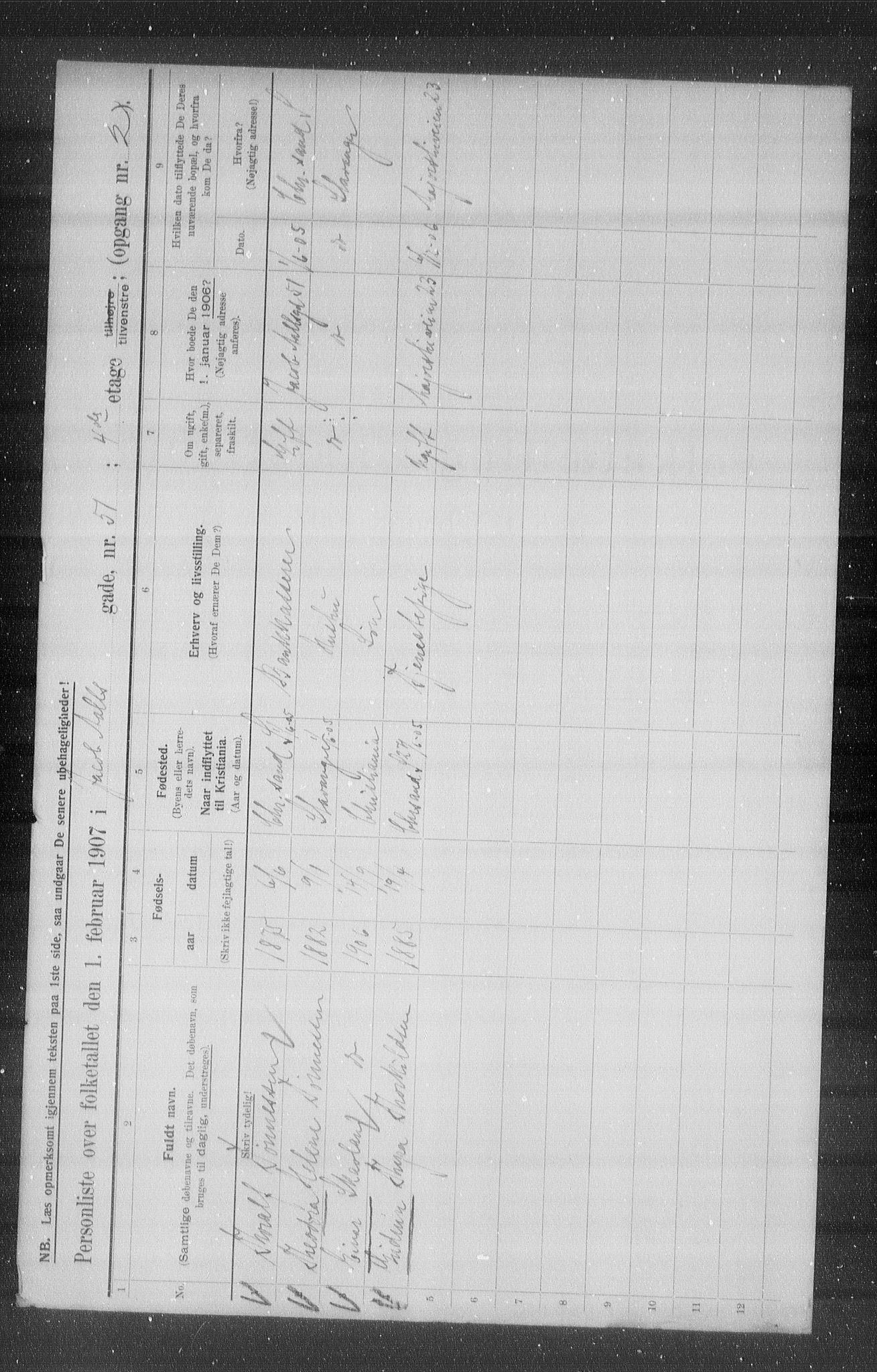 OBA, Municipal Census 1907 for Kristiania, 1907, p. 23236