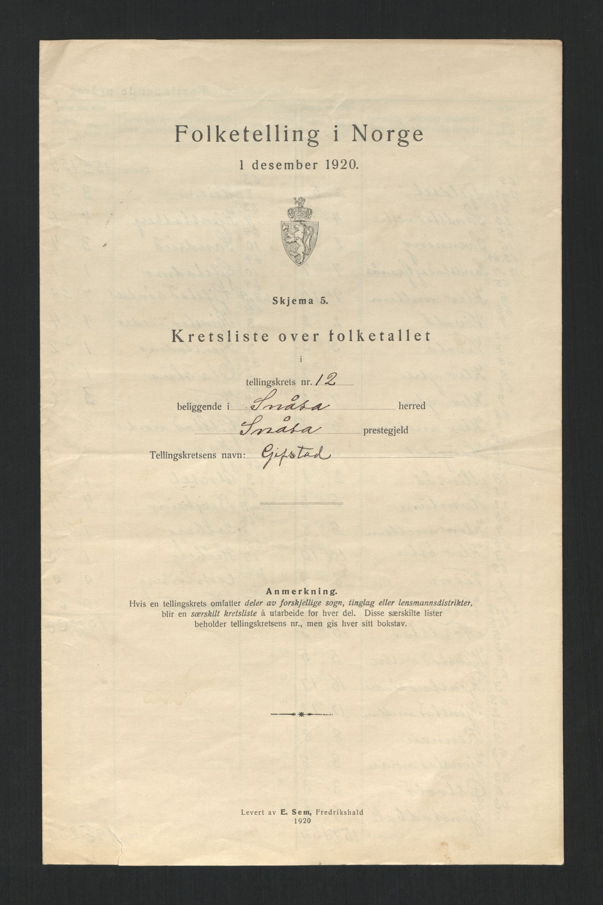 SAT, 1920 census for Snåsa, 1920, p. 48