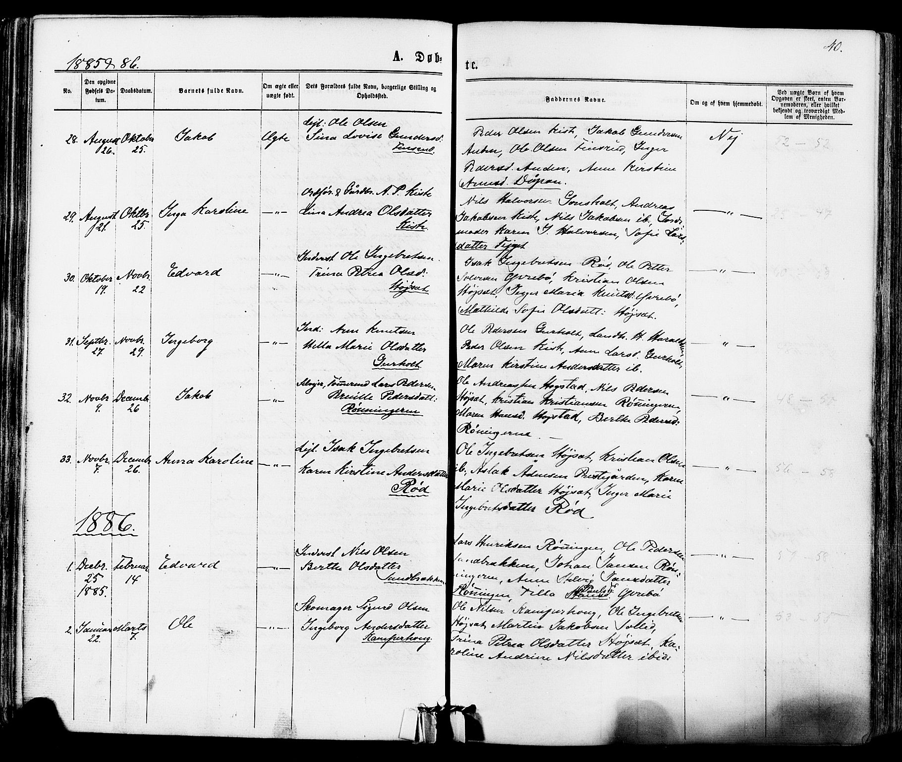 Siljan kirkebøker, SAKO/A-300/F/Fa/L0002: Parish register (official) no. 2, 1870-1895, p. 40