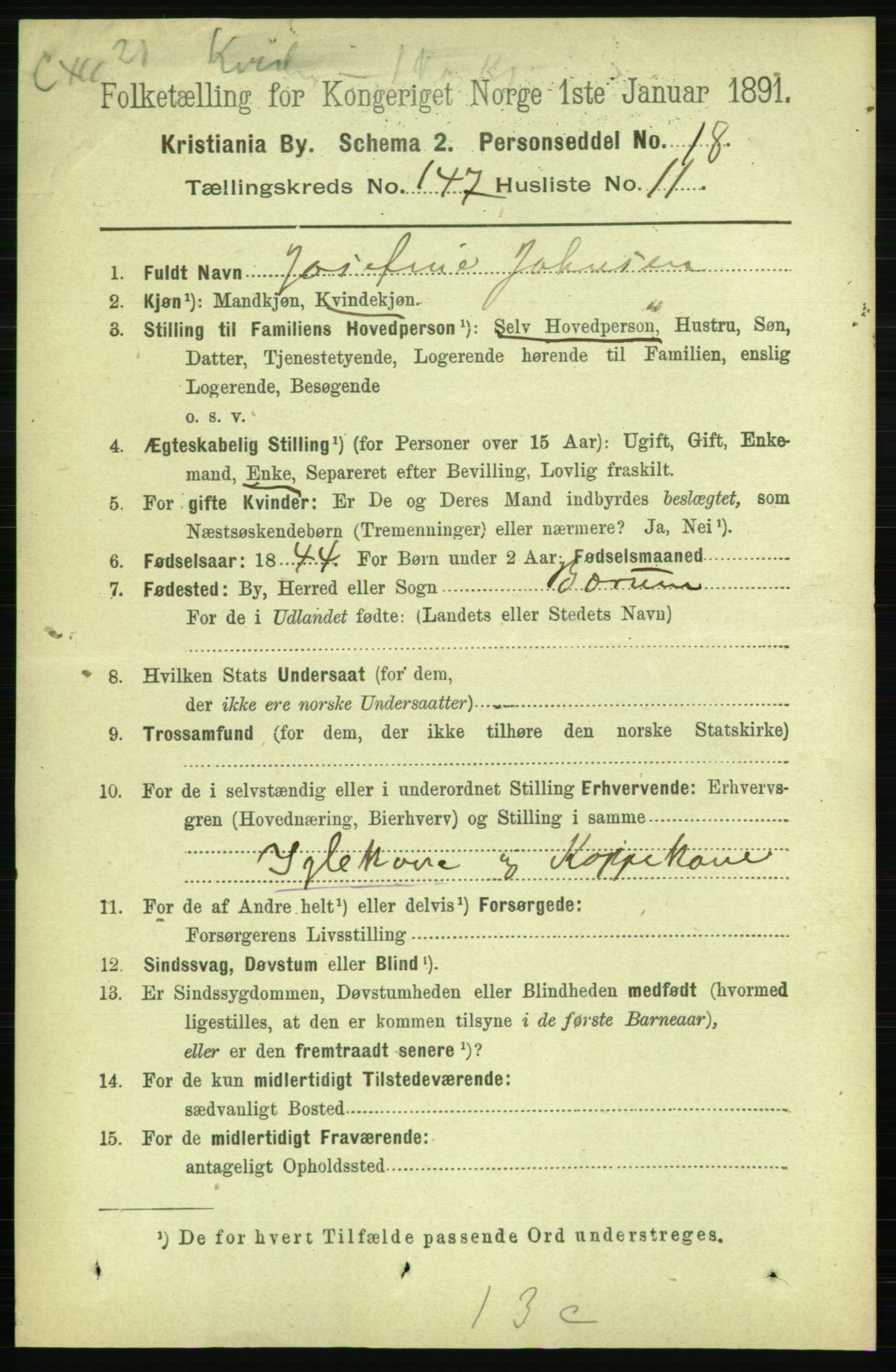 RA, 1891 census for 0301 Kristiania, 1891, p. 81945