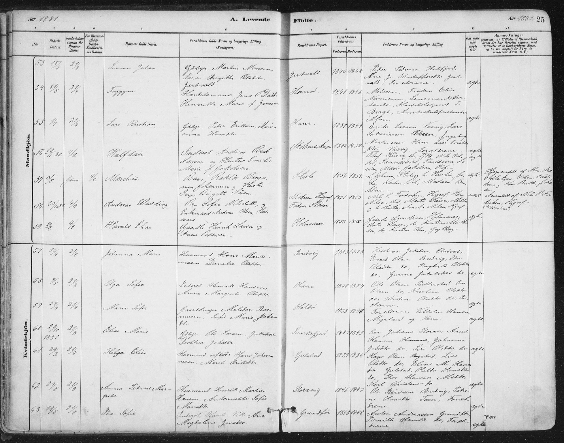Ministerialprotokoller, klokkerbøker og fødselsregistre - Nordland, AV/SAT-A-1459/888/L1244: Parish register (official) no. 888A10, 1880-1890, p. 25