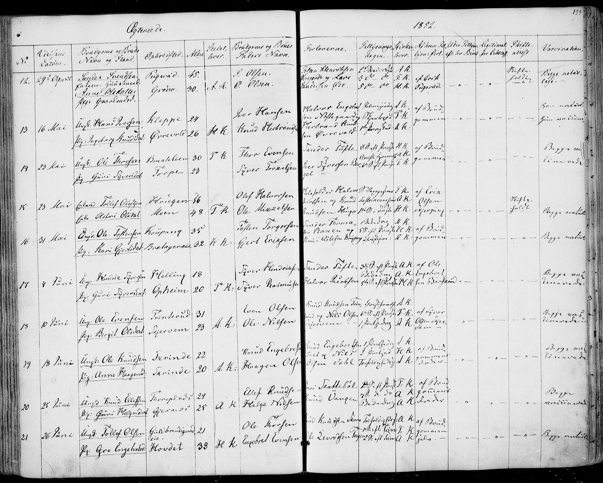 Ål kirkebøker, AV/SAKO-A-249/F/Fa/L0006: Parish register (official) no. I 6, 1849-1864, p. 133