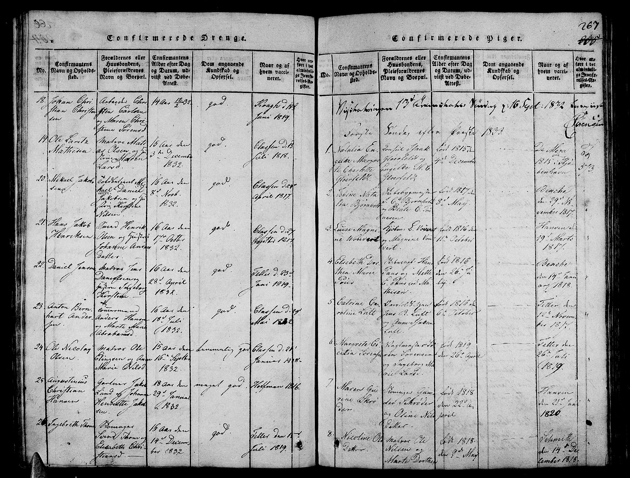 Stavern kirkebøker, AV/SAKO-A-318/G/Ga/L0001: Parish register (copy) no. 1, 1817-1841, p. 267