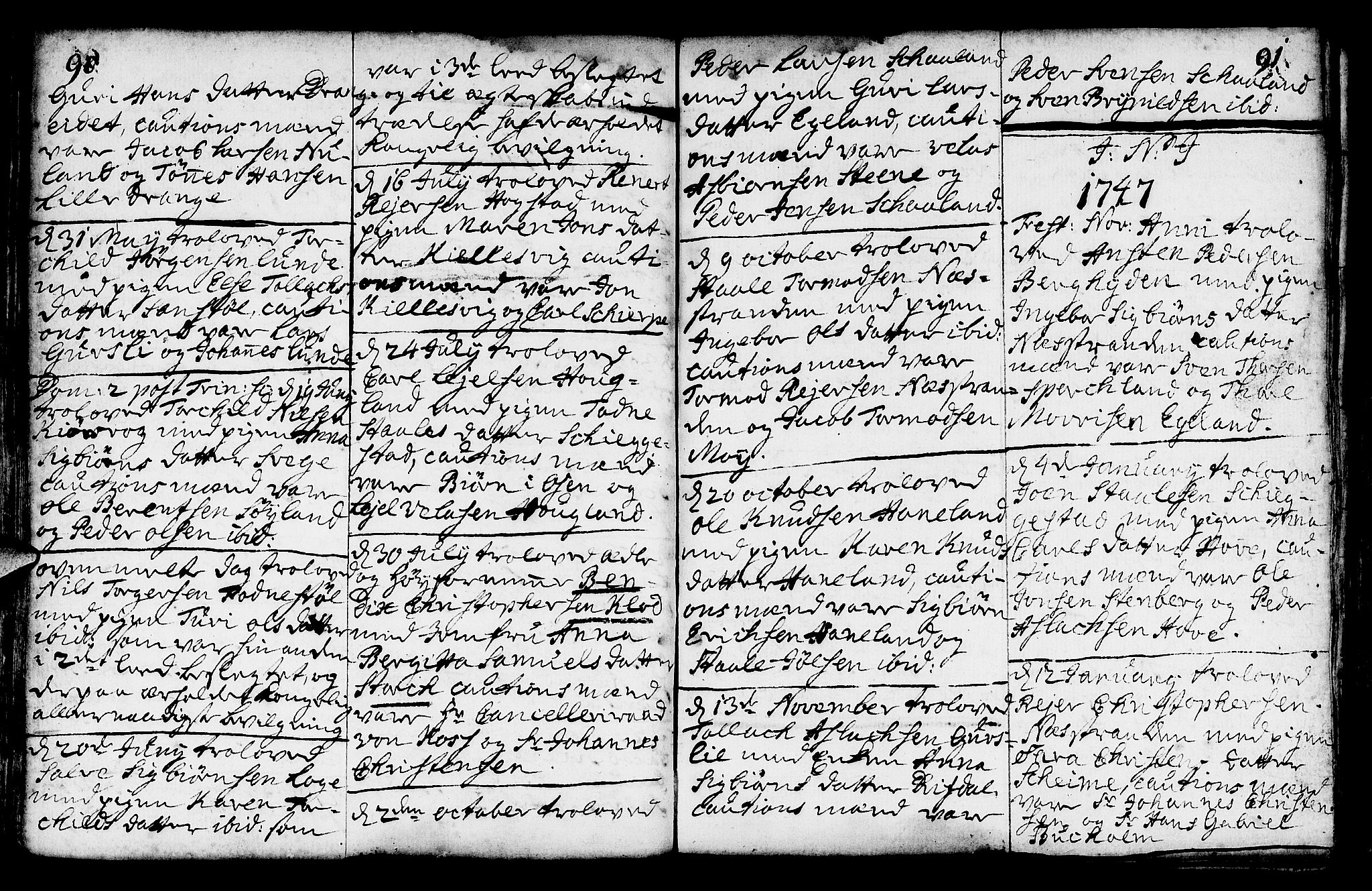 Lund sokneprestkontor, AV/SAST-A-101809/S06/L0002: Parish register (official) no. A 2, 1738-1760, p. 90-91