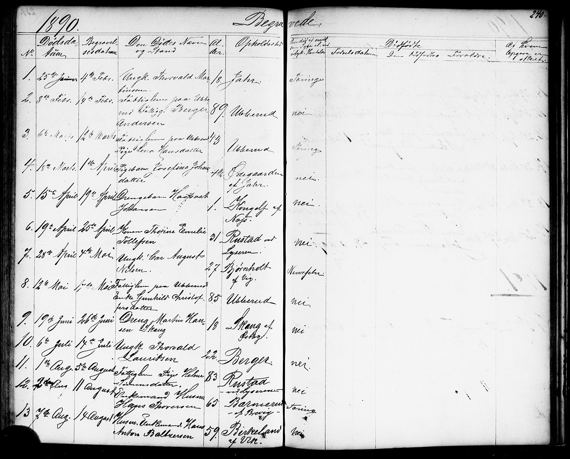 Enebakk prestekontor Kirkebøker, SAO/A-10171c/G/Gb/L0001: Parish register (copy) no. II 1, 1859-1890, p. 240
