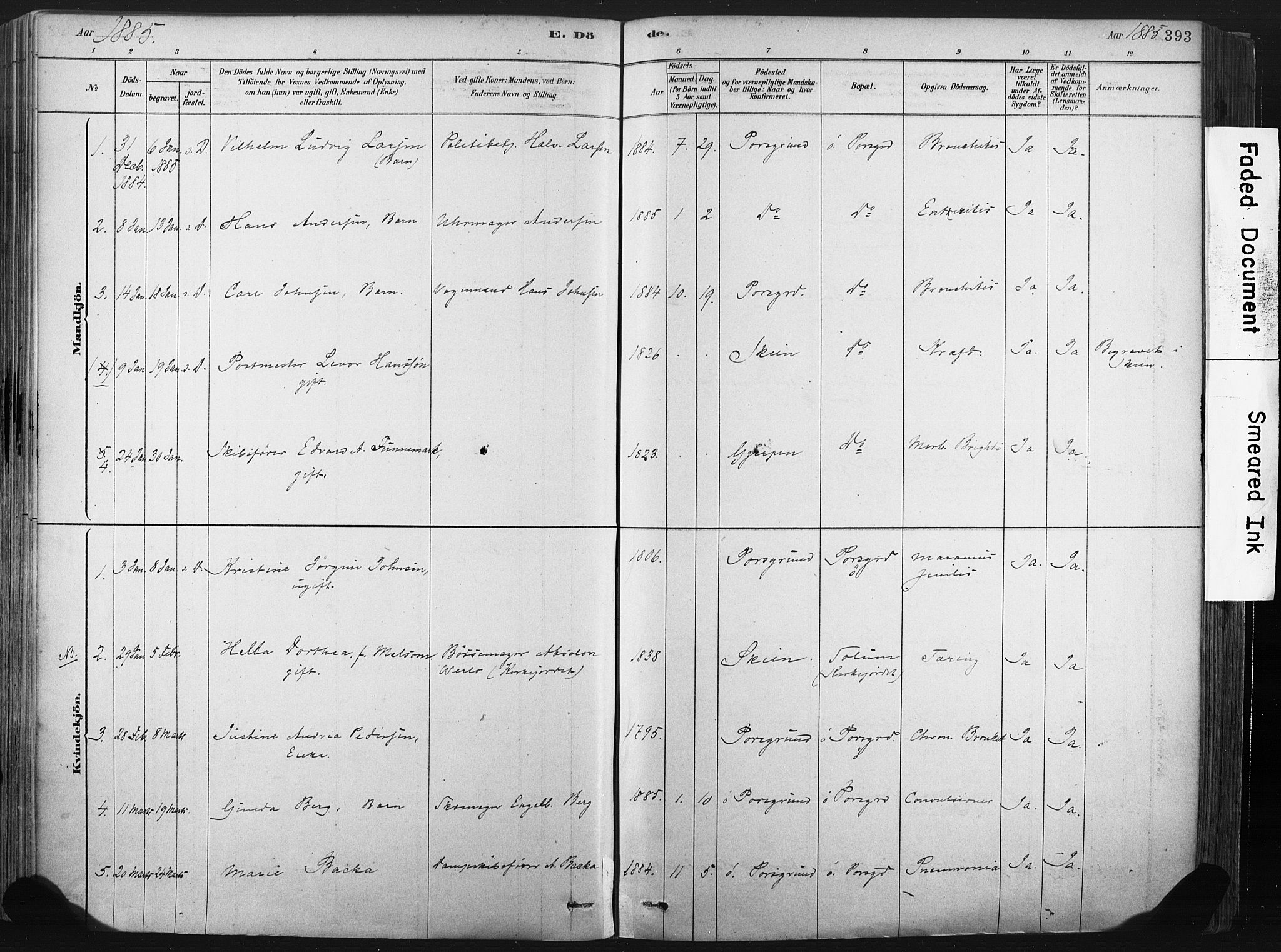 Porsgrunn kirkebøker , SAKO/A-104/F/Fa/L0008: Parish register (official) no. 8, 1878-1895, p. 393