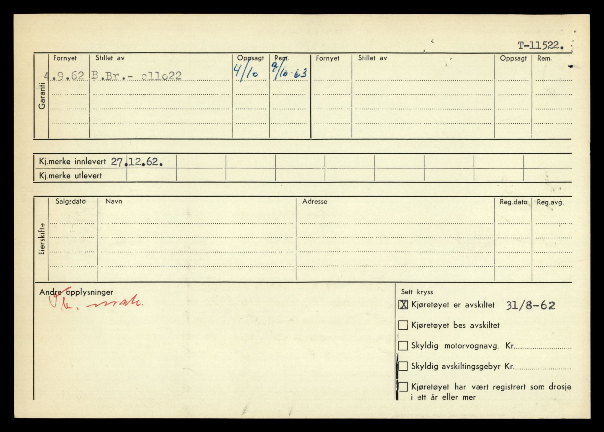 Møre og Romsdal vegkontor - Ålesund trafikkstasjon, AV/SAT-A-4099/F/Fe/L0029: Registreringskort for kjøretøy T 11430 - T 11619, 1927-1998, p. 1671