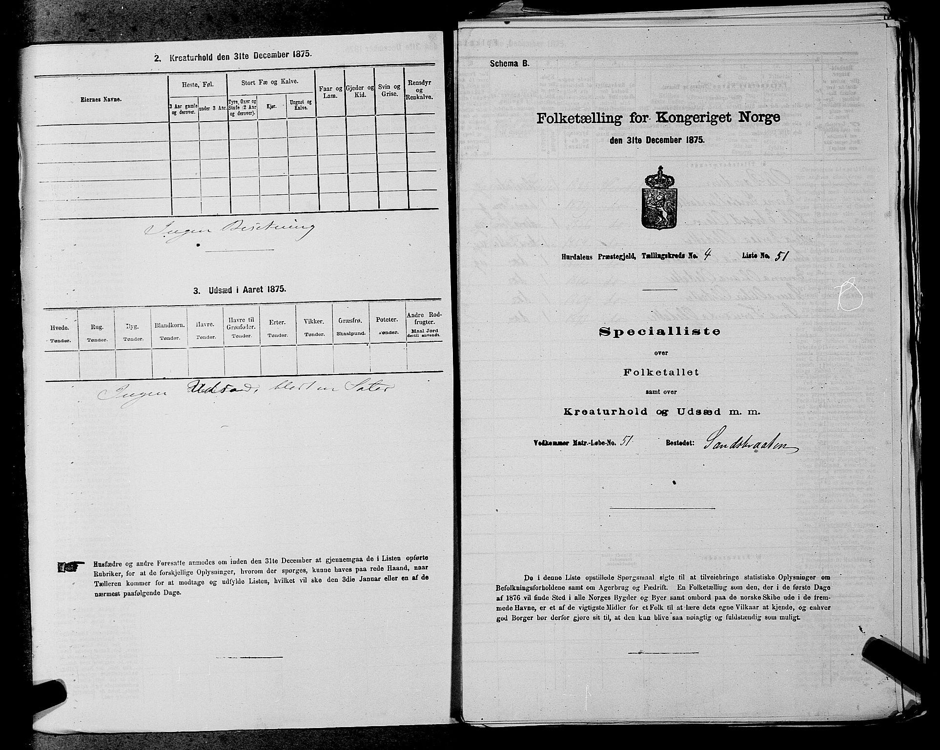 RA, 1875 census for 0239P Hurdal, 1875, p. 592