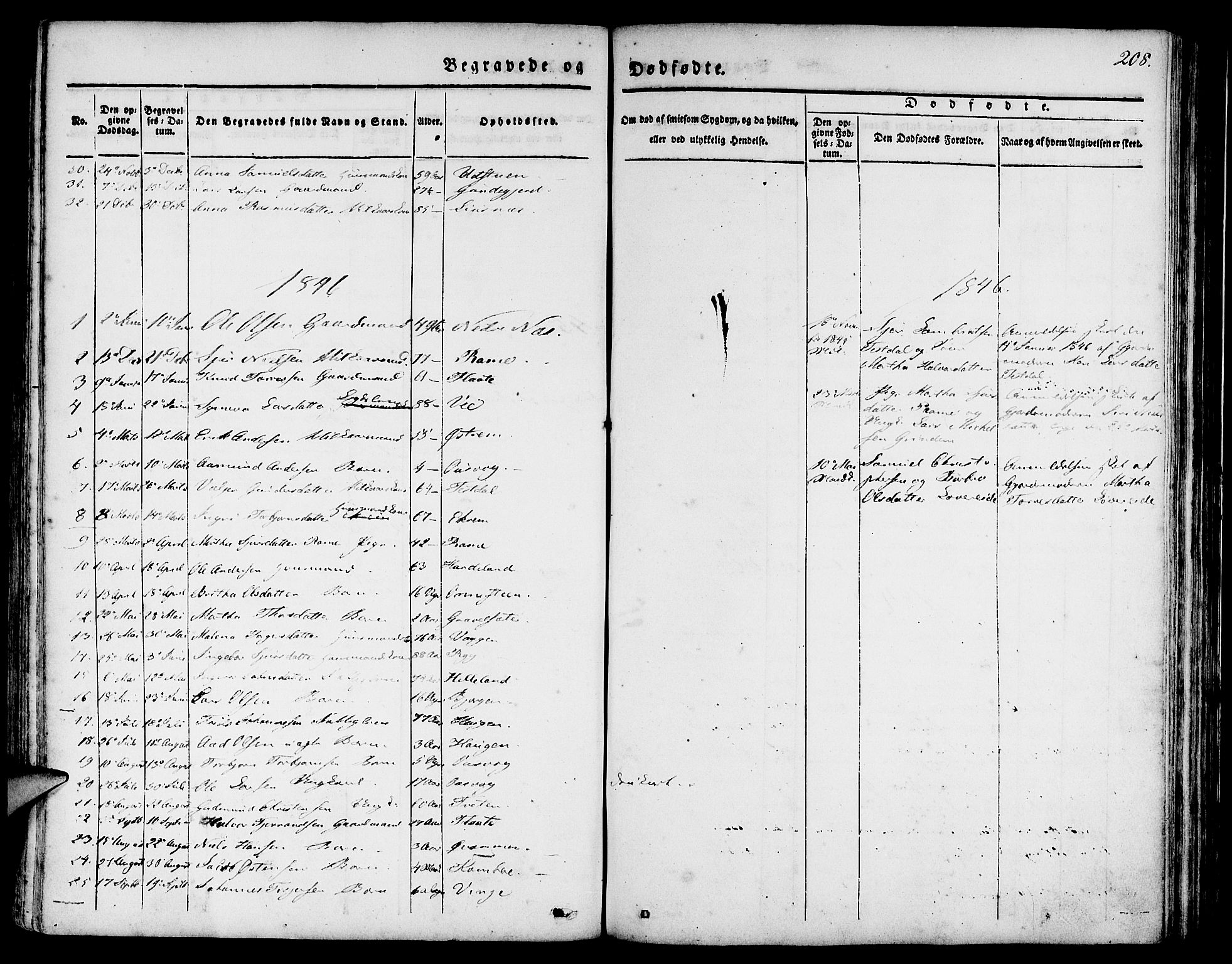 Etne sokneprestembete, SAB/A-75001/H/Haa: Parish register (official) no. A 7, 1831-1847, p. 208
