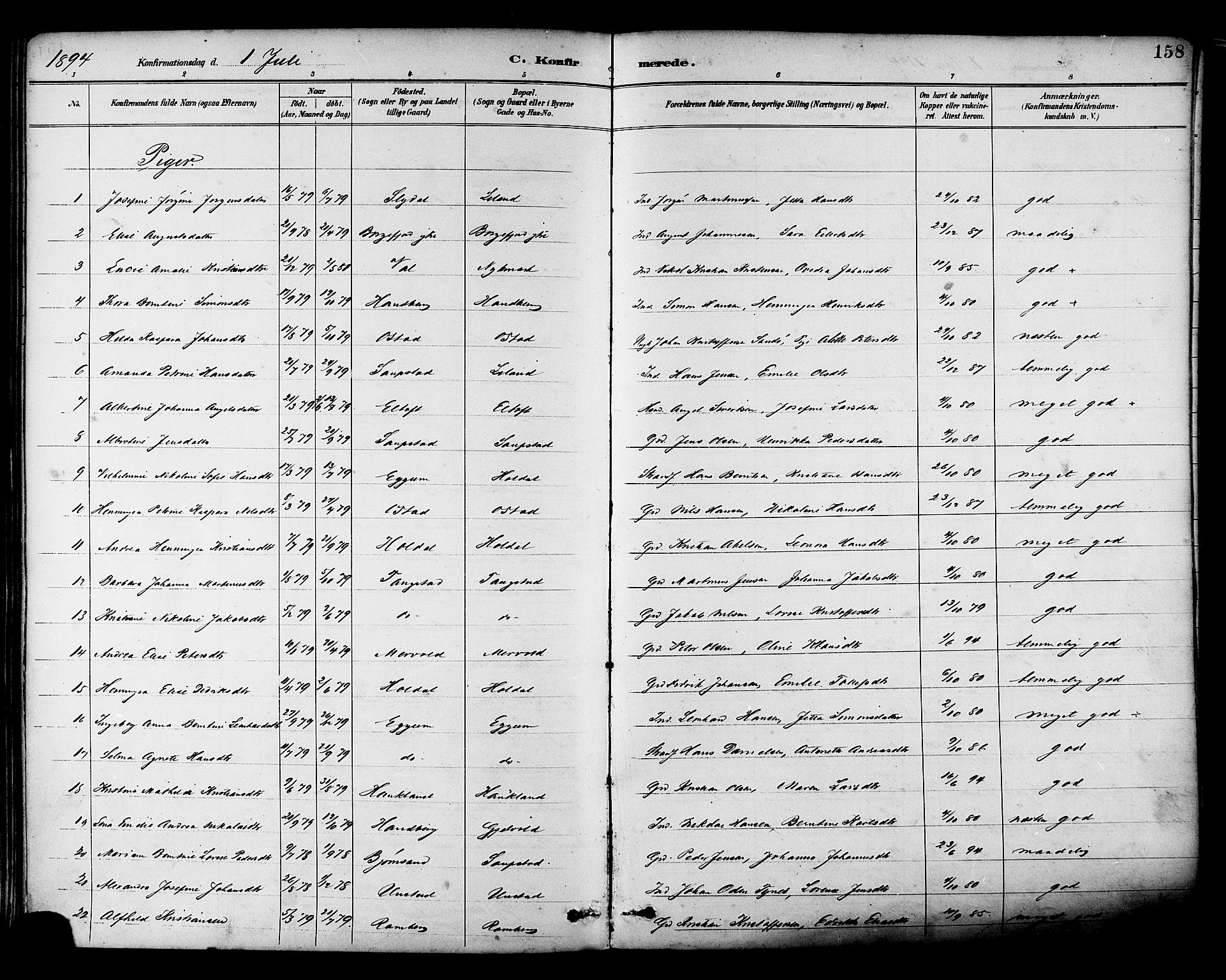 Ministerialprotokoller, klokkerbøker og fødselsregistre - Nordland, SAT/A-1459/880/L1133: Parish register (official) no. 880A07, 1888-1898, p. 158