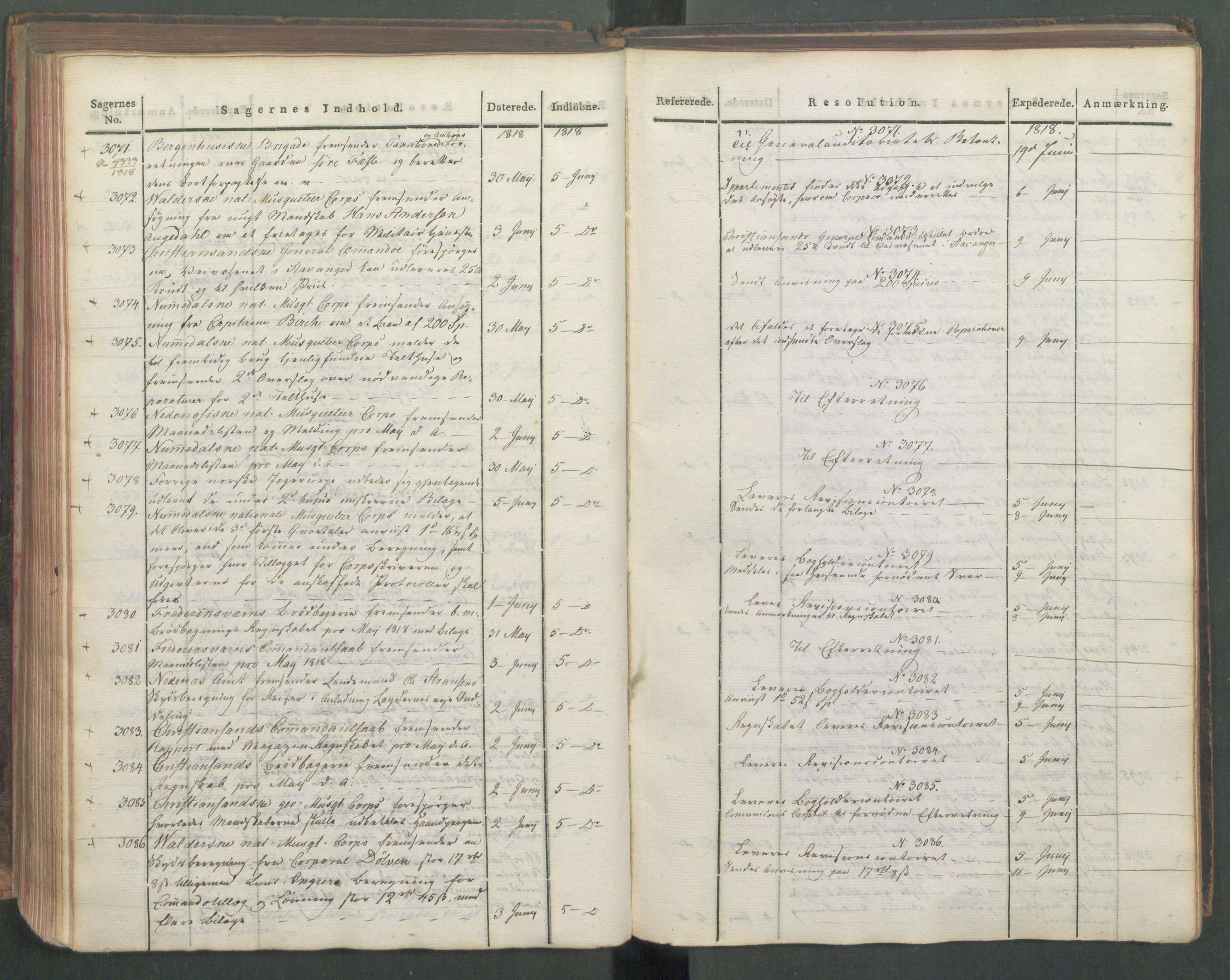 Armédepartementet, AV/RA-RAFA-3493/C/Ca/L0015: 6. Departements Journal, 1818