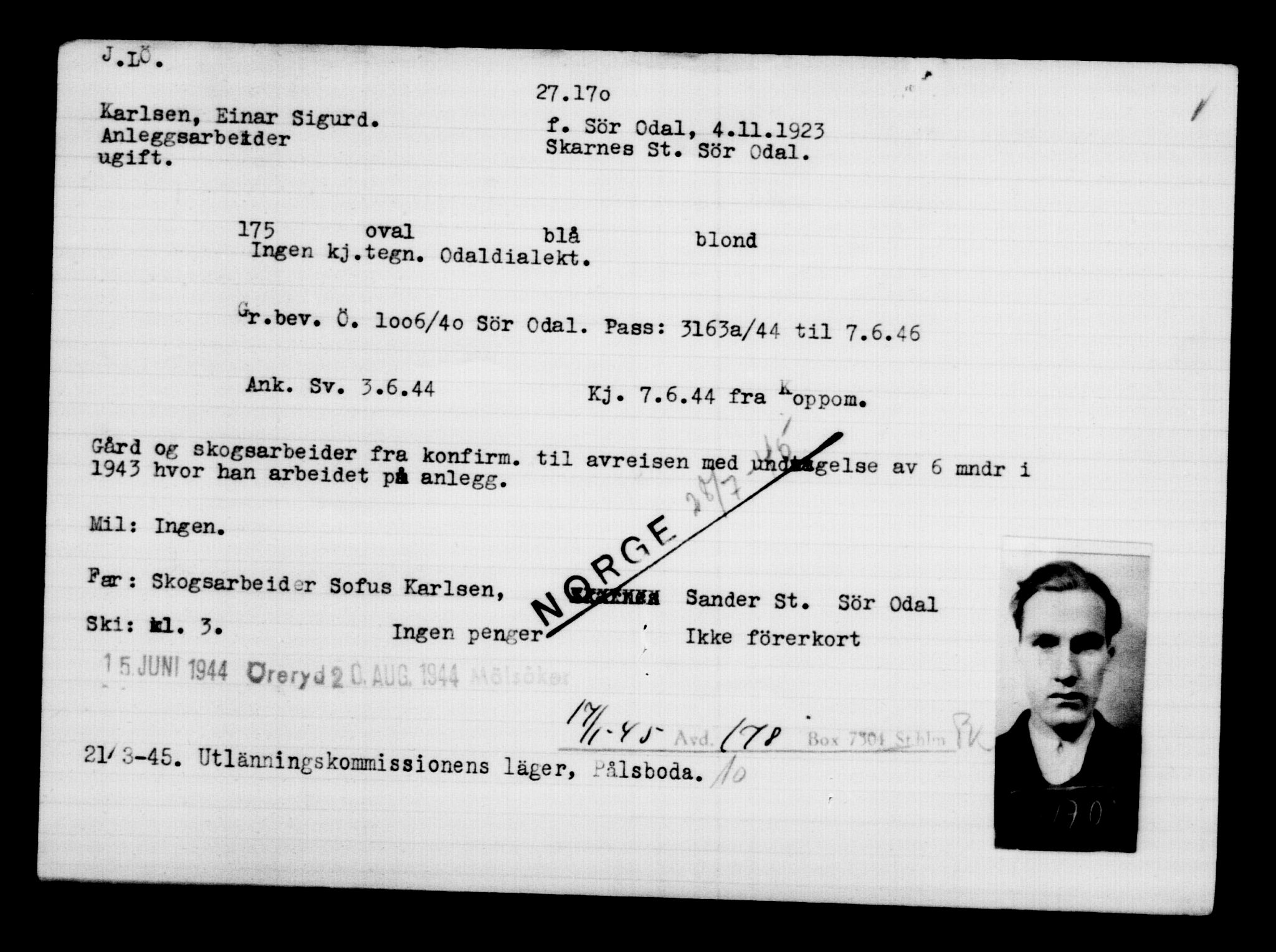 Den Kgl. Norske Legasjons Flyktningskontor, AV/RA-S-6753/V/Va/L0011: Kjesäterkartoteket.  Flyktningenr. 25300-28349, 1940-1945, p. 1973