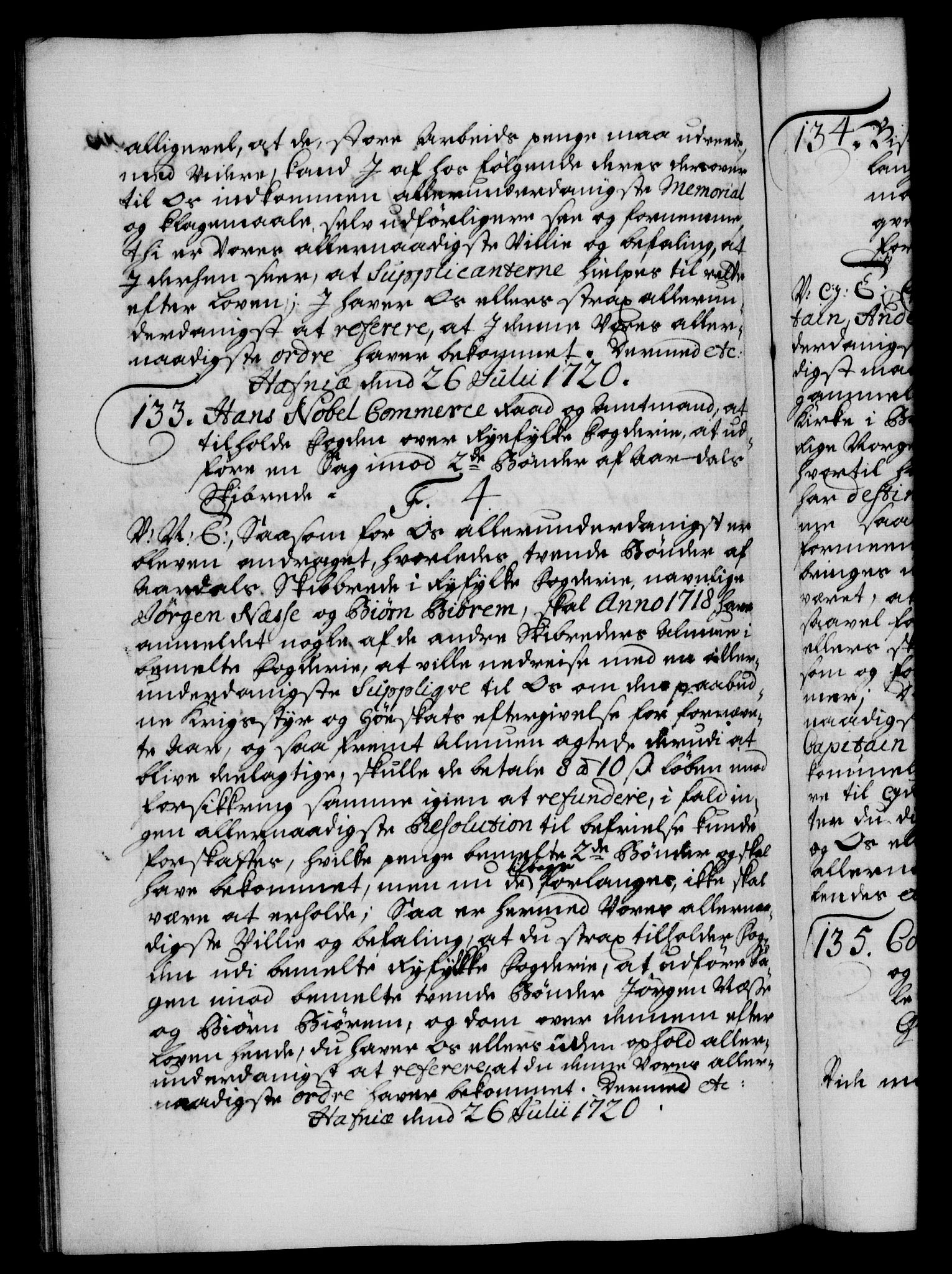 Danske Kanselli 1572-1799, AV/RA-EA-3023/F/Fc/Fca/Fcab/L0021: Norske tegnelser, 1719-1721, p. 303b