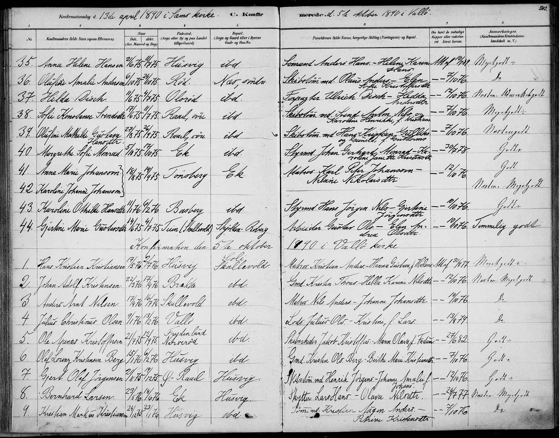 Sem kirkebøker, AV/SAKO-A-5/F/Fb/L0004: Parish register (official) no. II 4, 1878-1891, p. 213