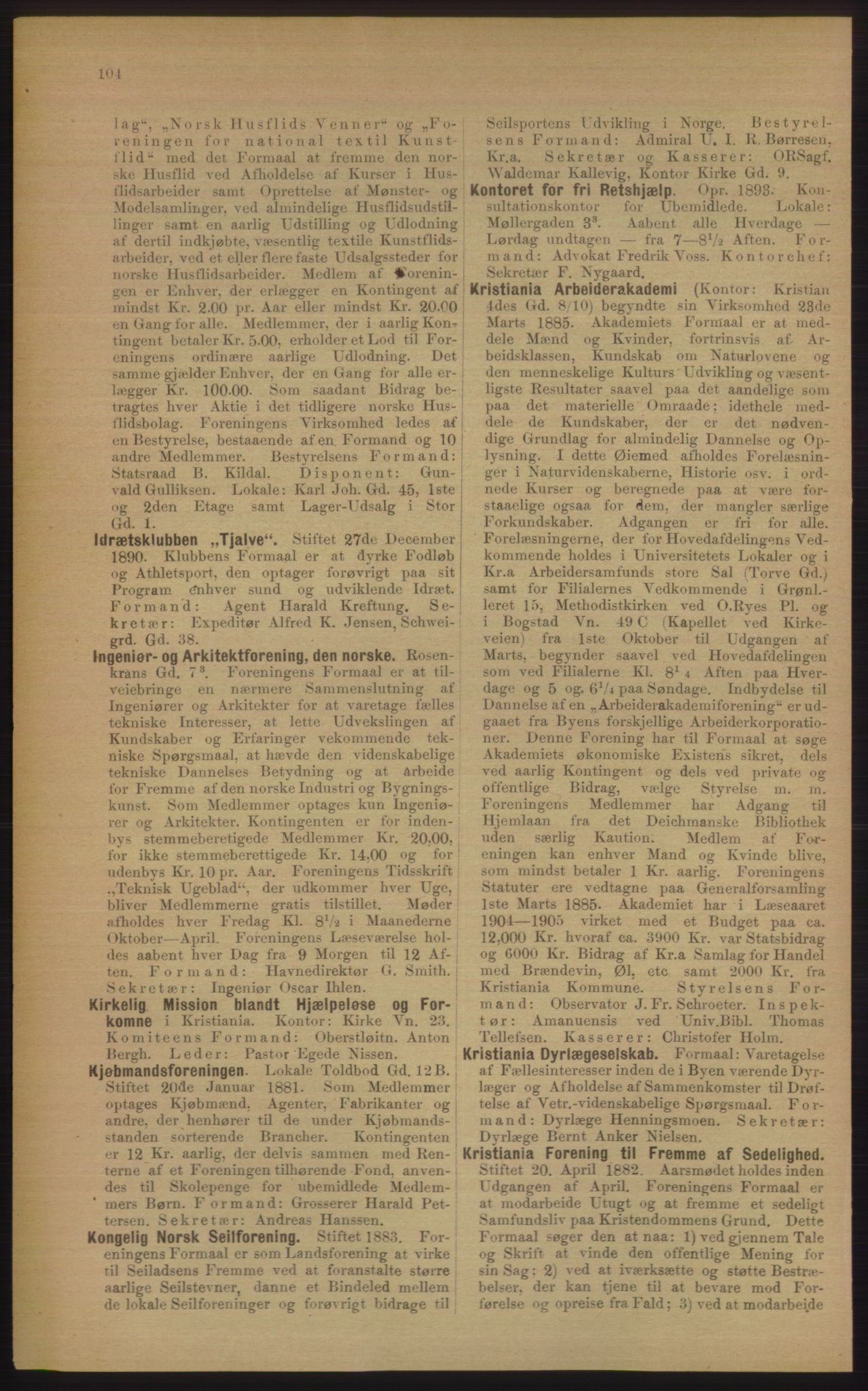 Kristiania/Oslo adressebok, PUBL/-, 1906, p. 104