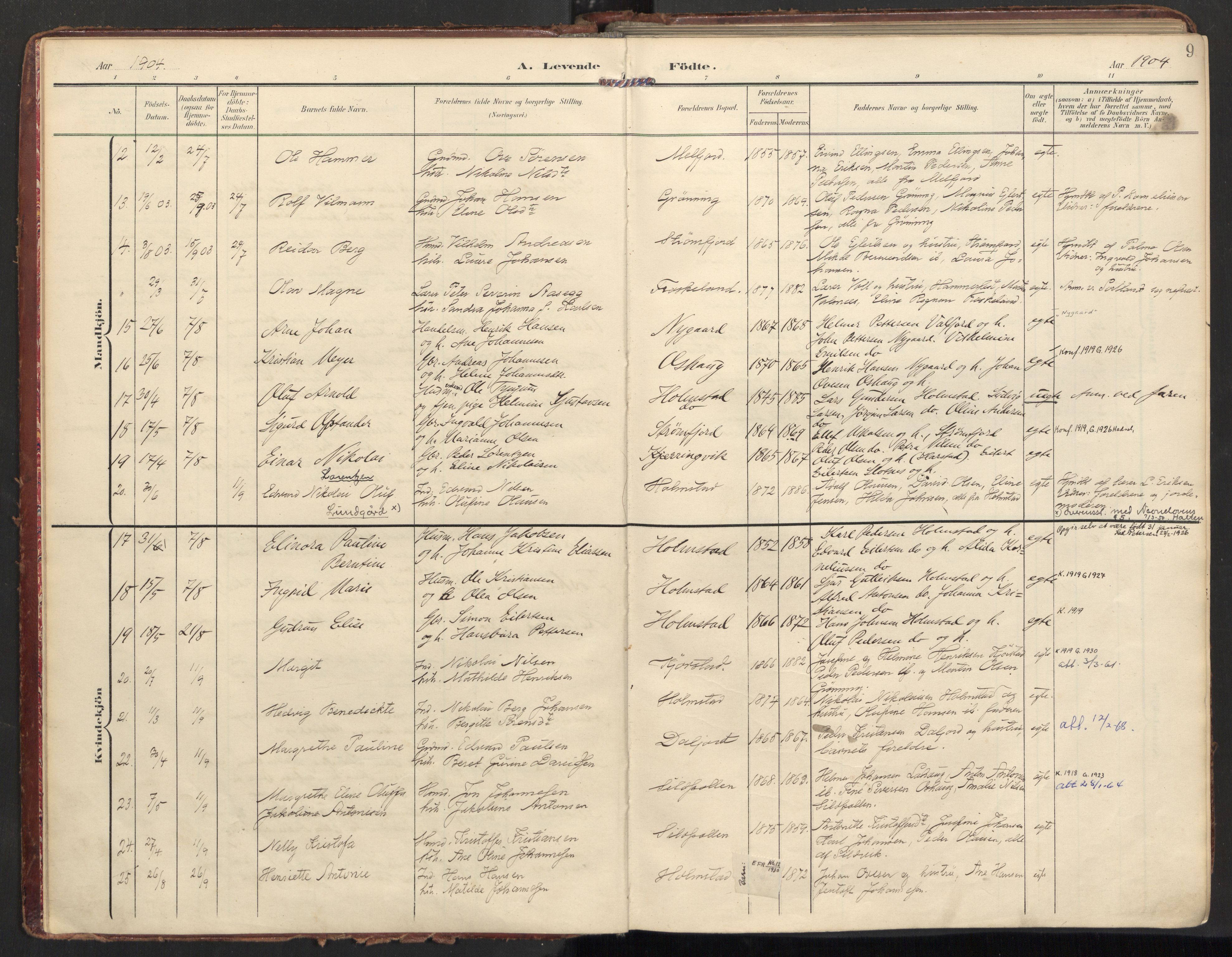 Ministerialprotokoller, klokkerbøker og fødselsregistre - Nordland, AV/SAT-A-1459/890/L1287: Parish register (official) no. 890A02, 1903-1915, p. 9