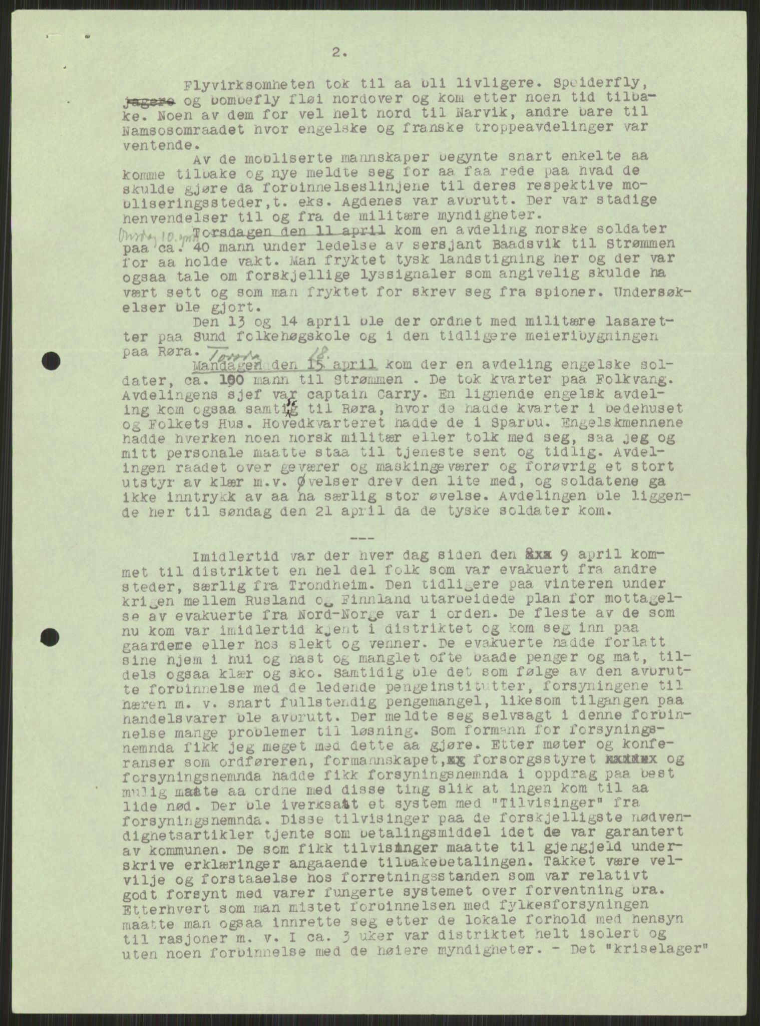 Forsvaret, Forsvarets krigshistoriske avdeling, AV/RA-RAFA-2017/Y/Ya/L0016: II-C-11-31 - Fylkesmenn.  Rapporter om krigsbegivenhetene 1940., 1940, p. 476