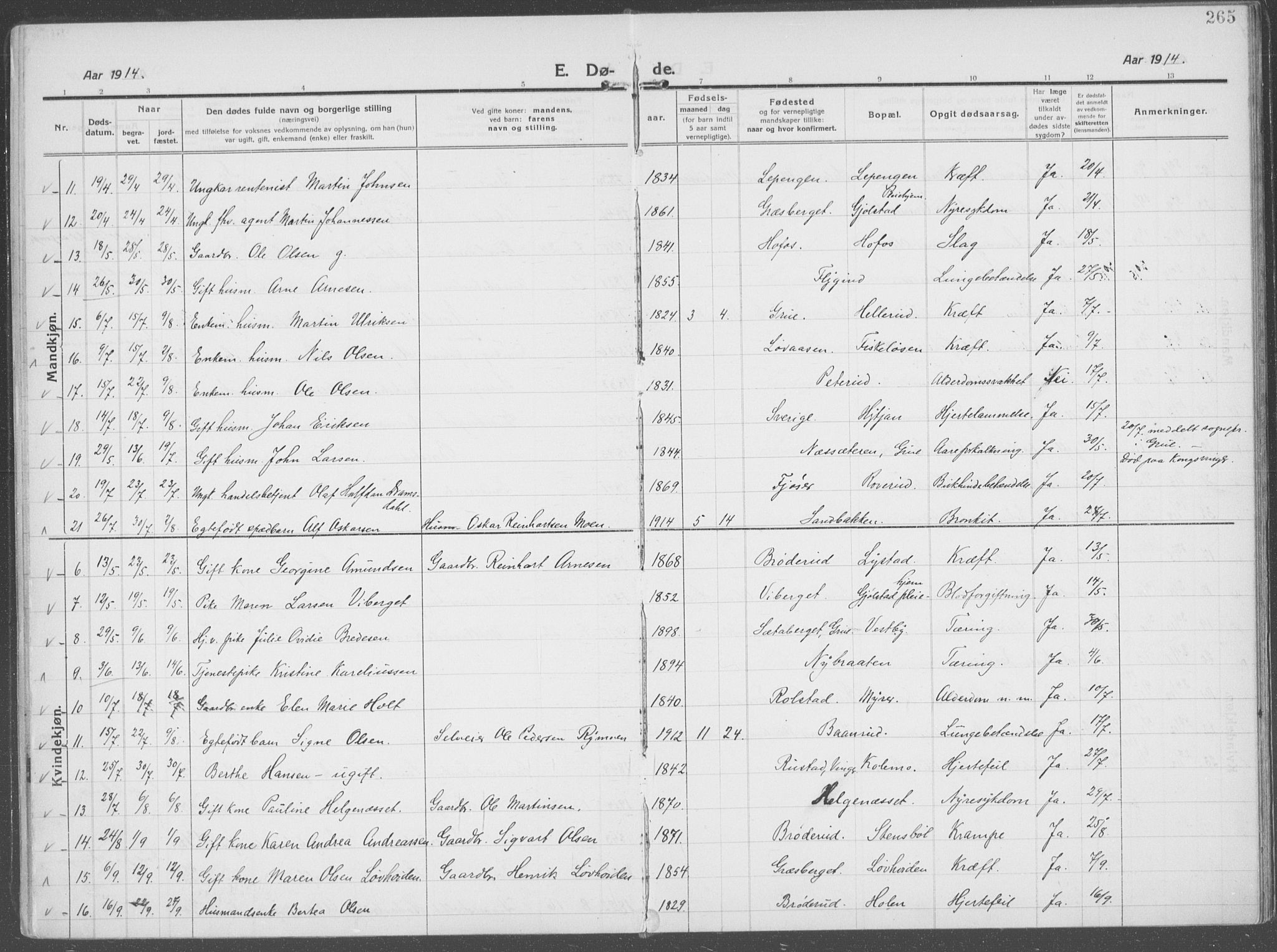 Brandval prestekontor, AV/SAH-PREST-034/H/Ha/Haa/L0004: Parish register (official) no. 4, 1910-1924, p. 265