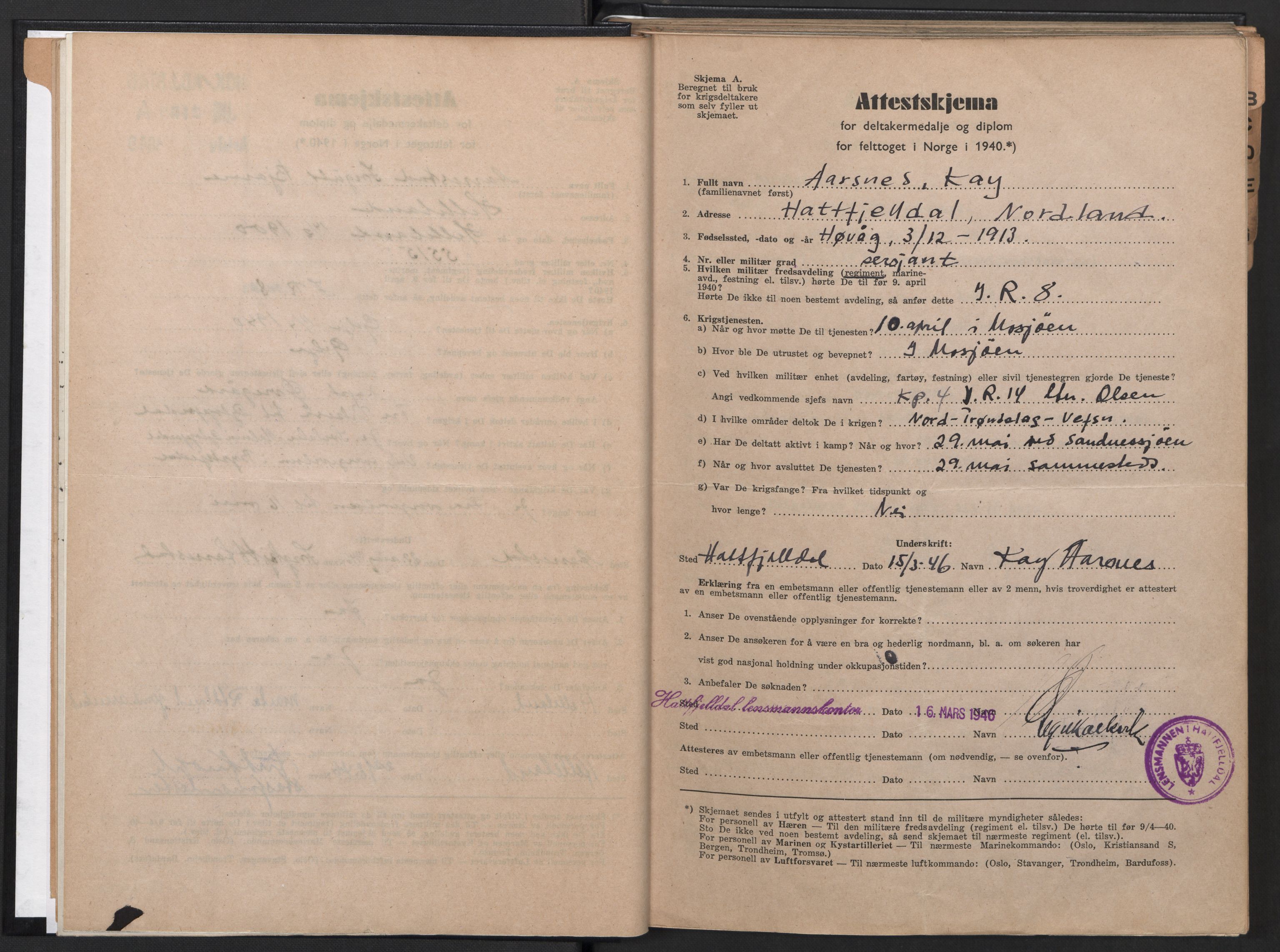 Forsvaret, Rogaland infanteriregiment nr. 8, AV/RA-RAFA-3374/D/Dc/L0001: Saksarkiv nr. 532, 1946, p. 15