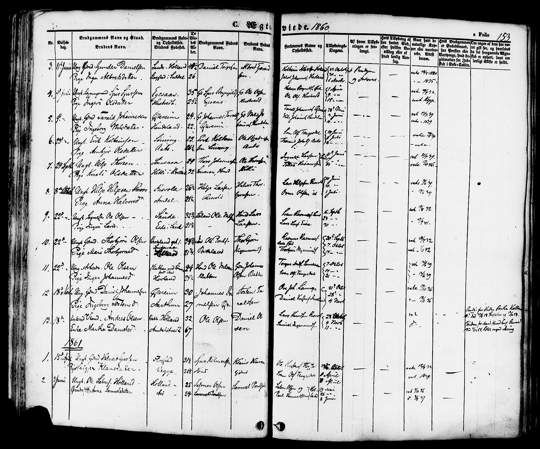 Sand sokneprestkontor, AV/SAST-A-101848/01/III/L0004: Parish register (official) no. A 4, 1859-1880, p. 153