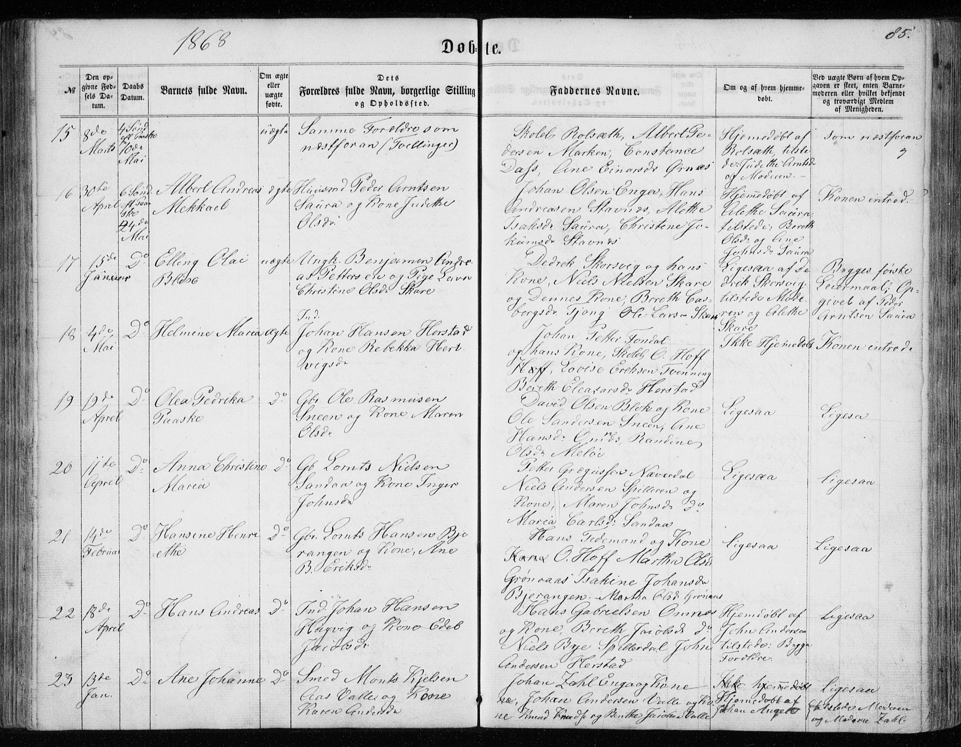 Ministerialprotokoller, klokkerbøker og fødselsregistre - Nordland, AV/SAT-A-1459/843/L0634: Parish register (copy) no. 843C03, 1860-1884, p. 85