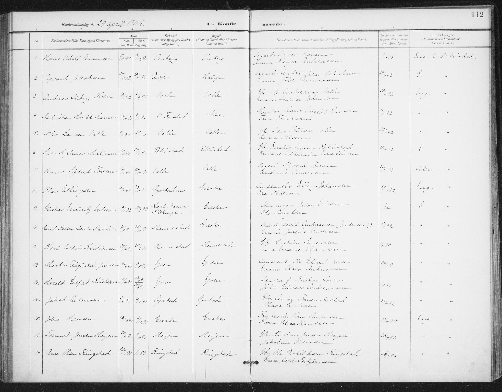 Rolvsøy prestekontor Kirkebøker, AV/SAO-A-2004/F/Fa/L0001: Parish register (official) no. 1, 1901-1909, p. 112