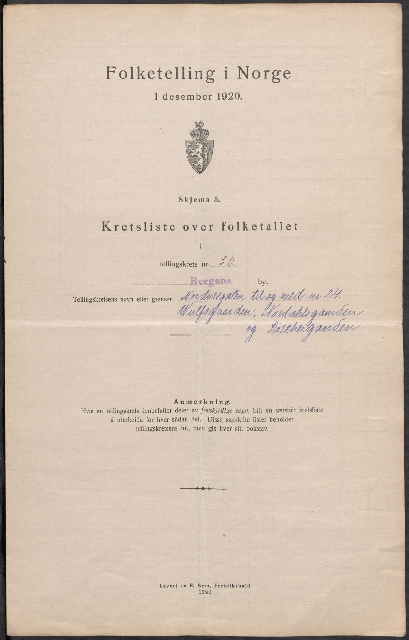 SAB, 1920 census for Bergen, 1920, p. 102