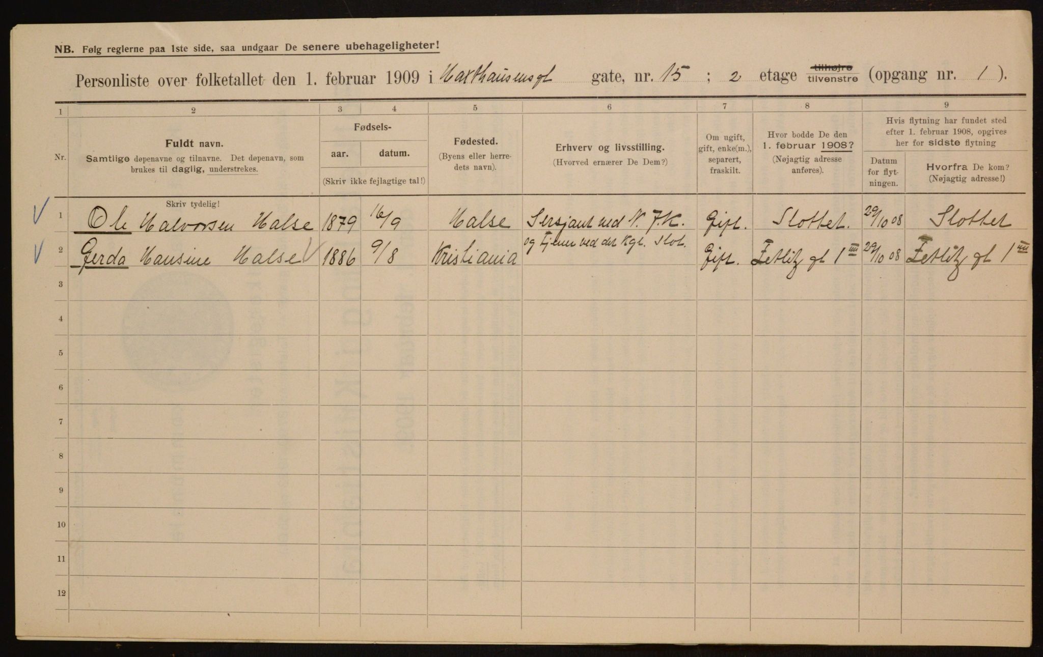 OBA, Municipal Census 1909 for Kristiania, 1909, p. 32351