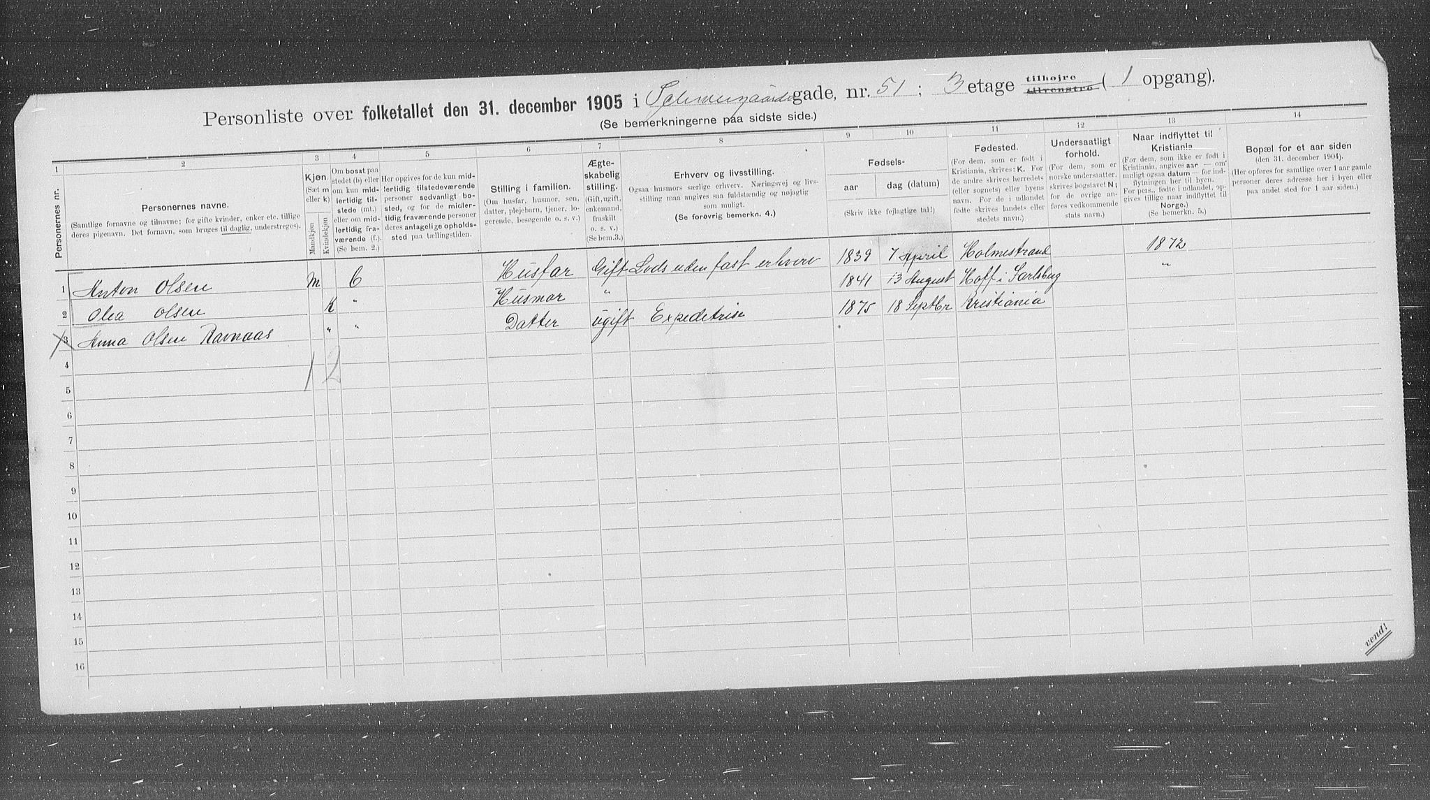 OBA, Municipal Census 1905 for Kristiania, 1905, p. 47896