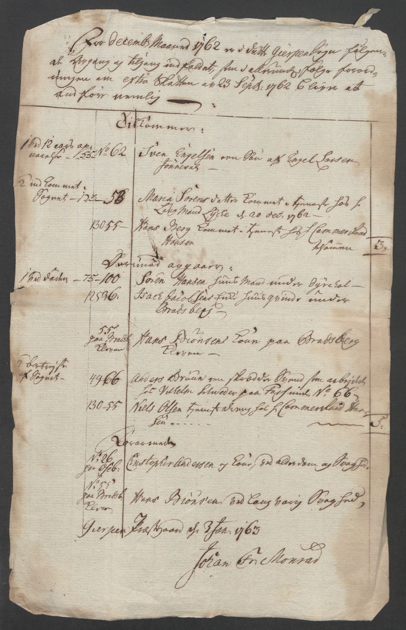 Rentekammeret inntil 1814, Reviderte regnskaper, Fogderegnskap, AV/RA-EA-4092/R37/L2239: Ekstraskatten Nedre Telemark og Bamble, 1762-1763, p. 337