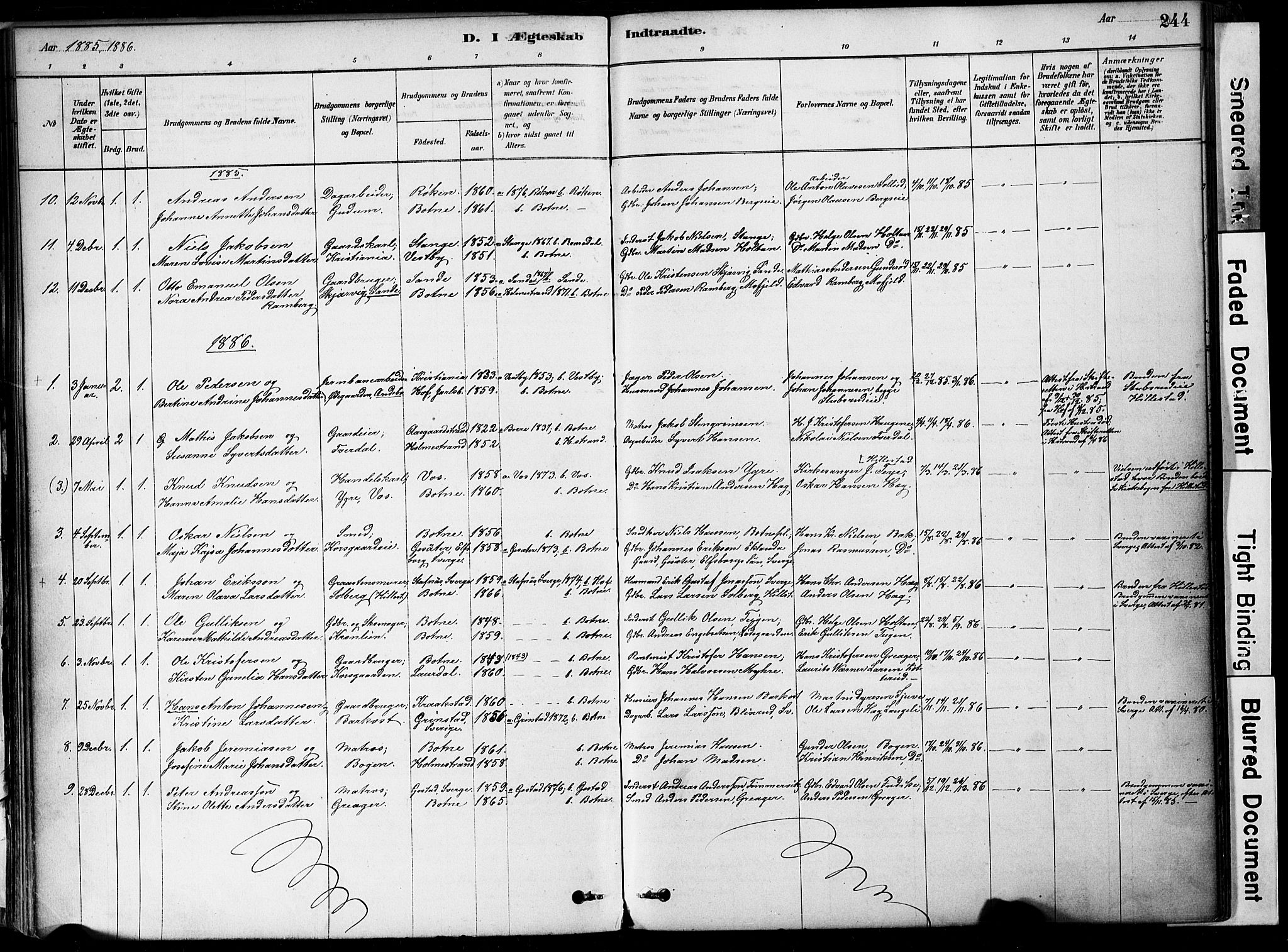 Botne kirkebøker, SAKO/A-340/F/Fa/L0007: Parish register (official) no. I 7, 1878-1910, p. 244