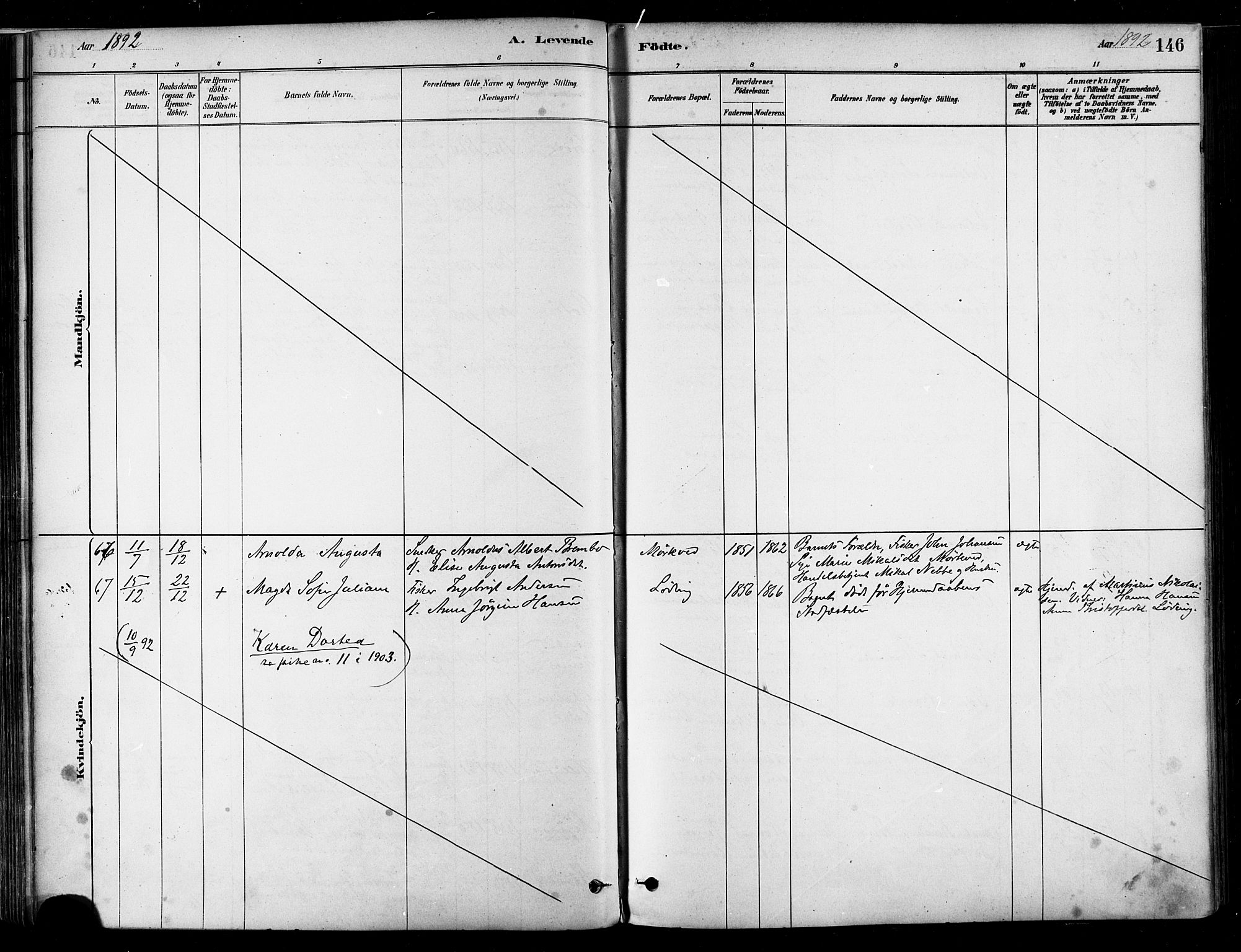 Ministerialprotokoller, klokkerbøker og fødselsregistre - Nordland, SAT/A-1459/802/L0054: Parish register (official) no. 802A01, 1879-1893, p. 146