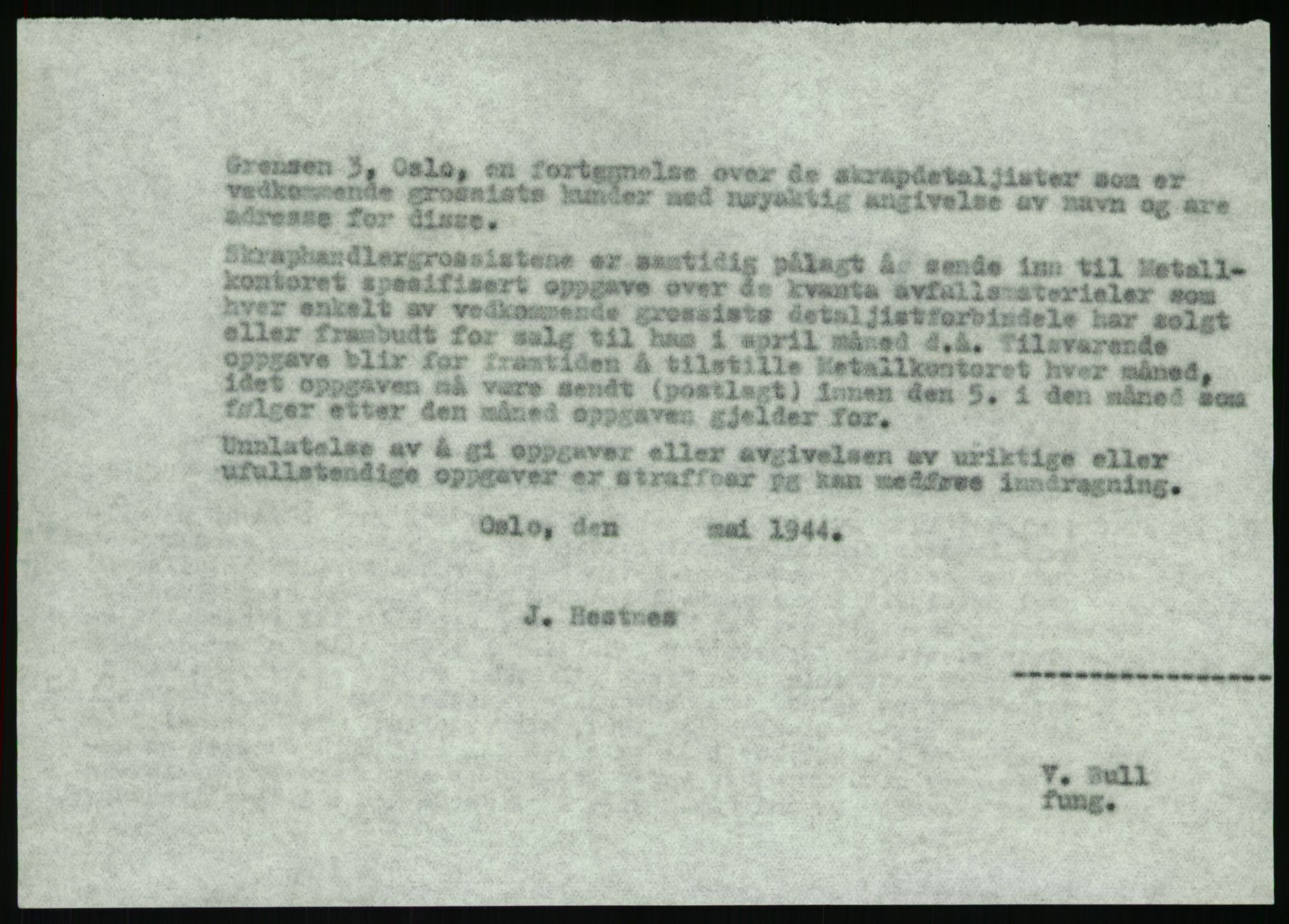 Direktoratet for industriforsyning, Sekretariatet, AV/RA-S-4153/D/Df/L0054: 9. Metallkontoret, 1940-1945, p. 1812