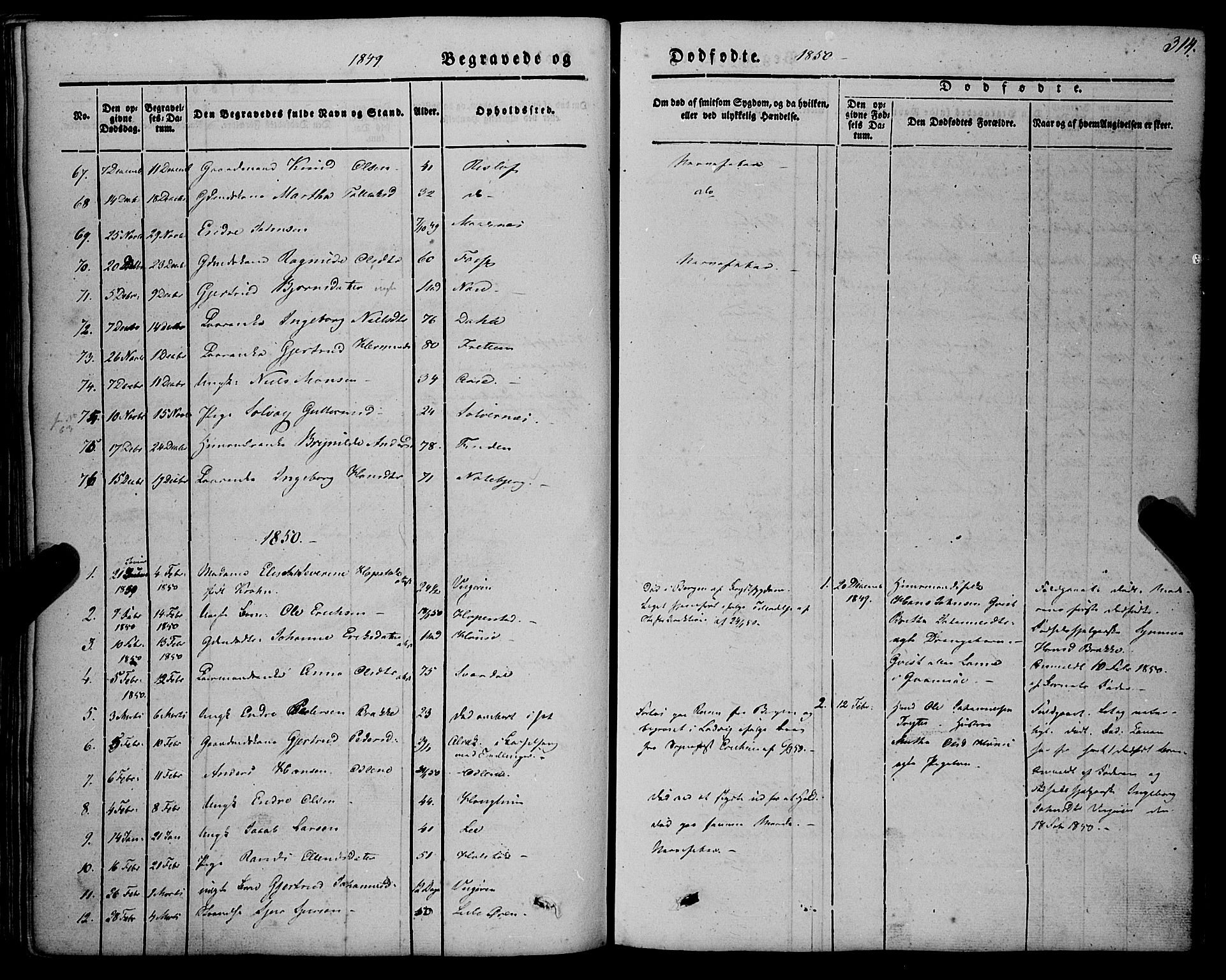 Vik sokneprestembete, AV/SAB-A-81501/H/Haa/Haaa/L0008: Parish register (official) no. A 8, 1846-1865, p. 314