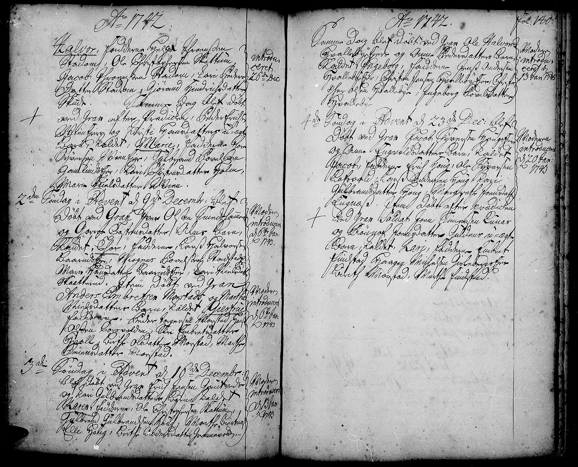 Gran prestekontor, SAH/PREST-112/H/Ha/Haa/L0002: Parish register (official) no. 2, 1732-1744, p. 140