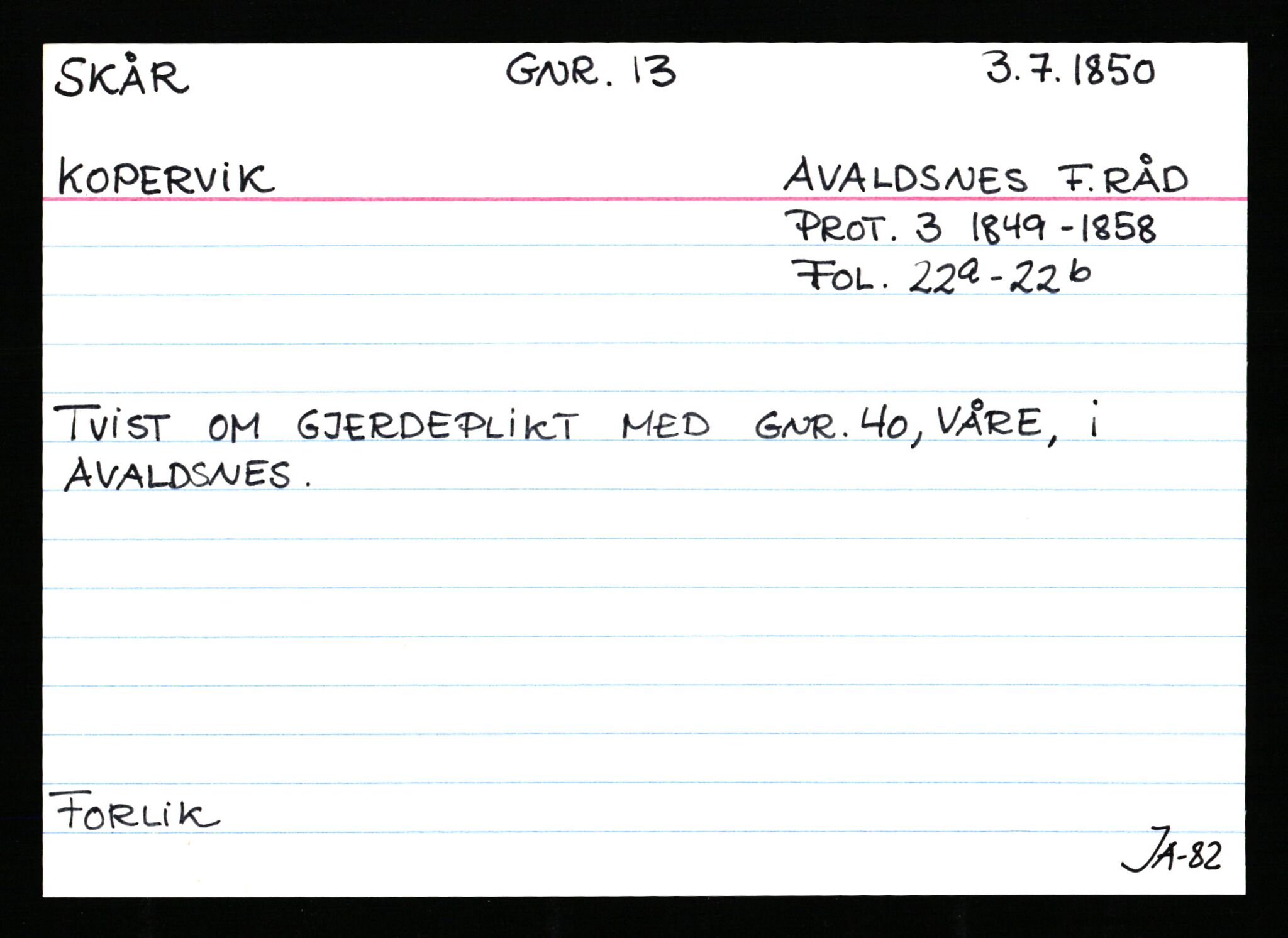 Statsarkivet i Stavanger, AV/SAST-A-101971/03/Y/Ym/L0053: Åstedskort sortert etter gårdsnavn: Skudeneshavn - Solbjør, 1600-1950, p. 169