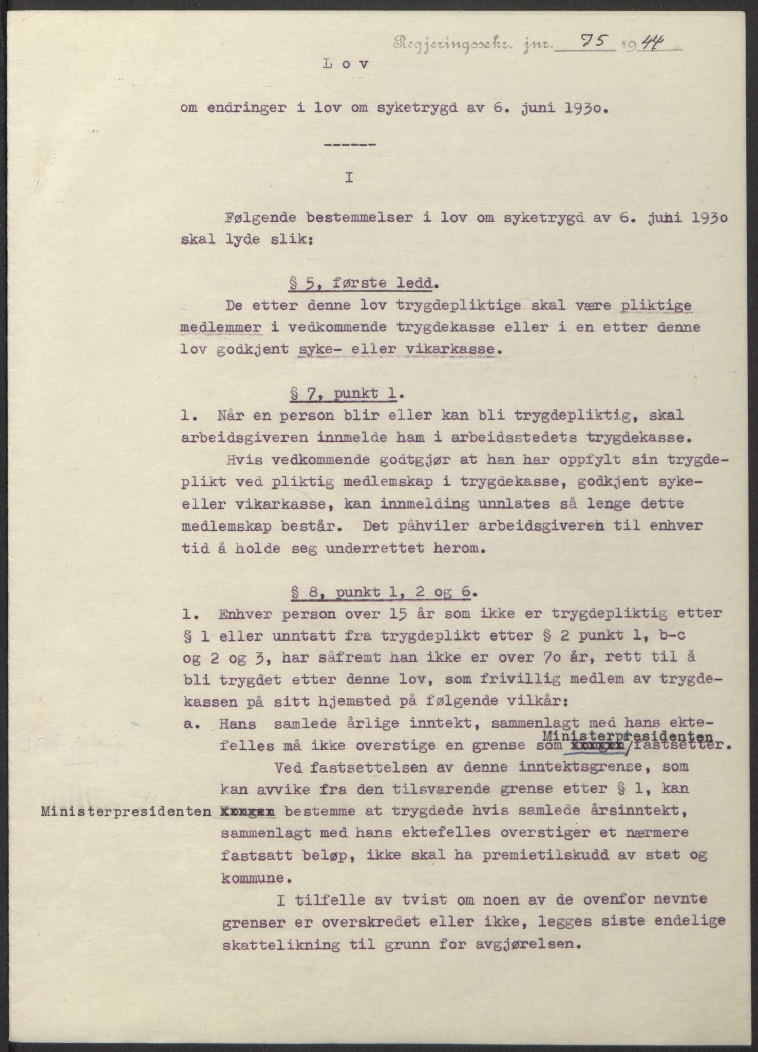 NS-administrasjonen 1940-1945 (Statsrådsekretariatet, de kommisariske statsråder mm), AV/RA-S-4279/D/Db/L0100: Lover, 1944, p. 157