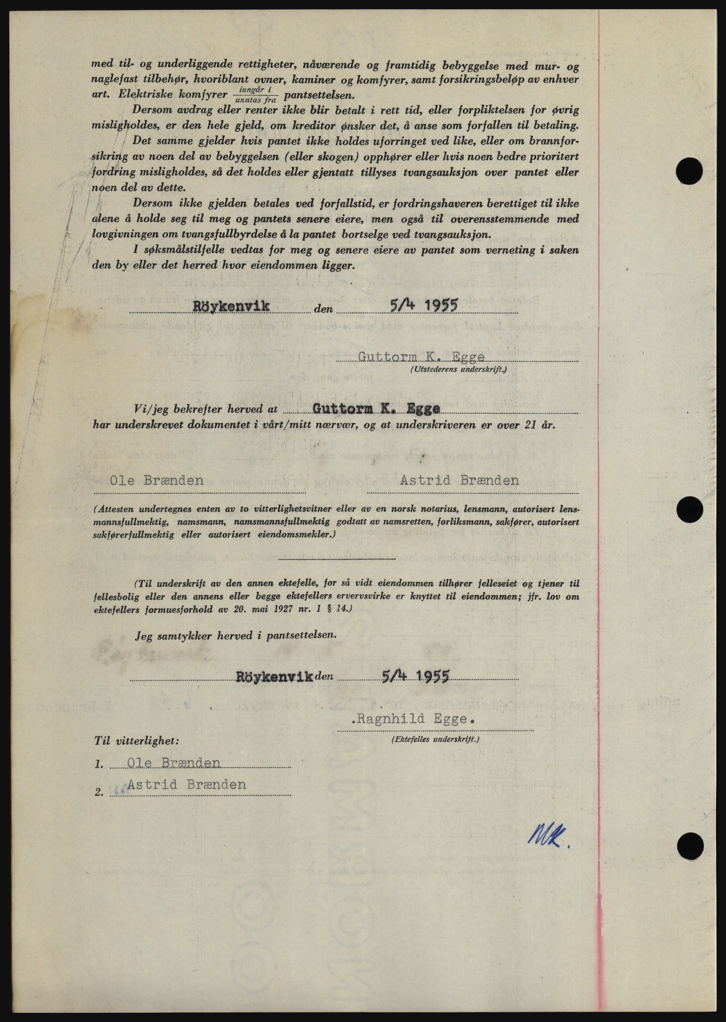 Hadeland og Land tingrett, SAH/TING-010/H/Hb/Hbc/L0032: Mortgage book no. B32, 1955-1955, Diary no: : 1938/1955