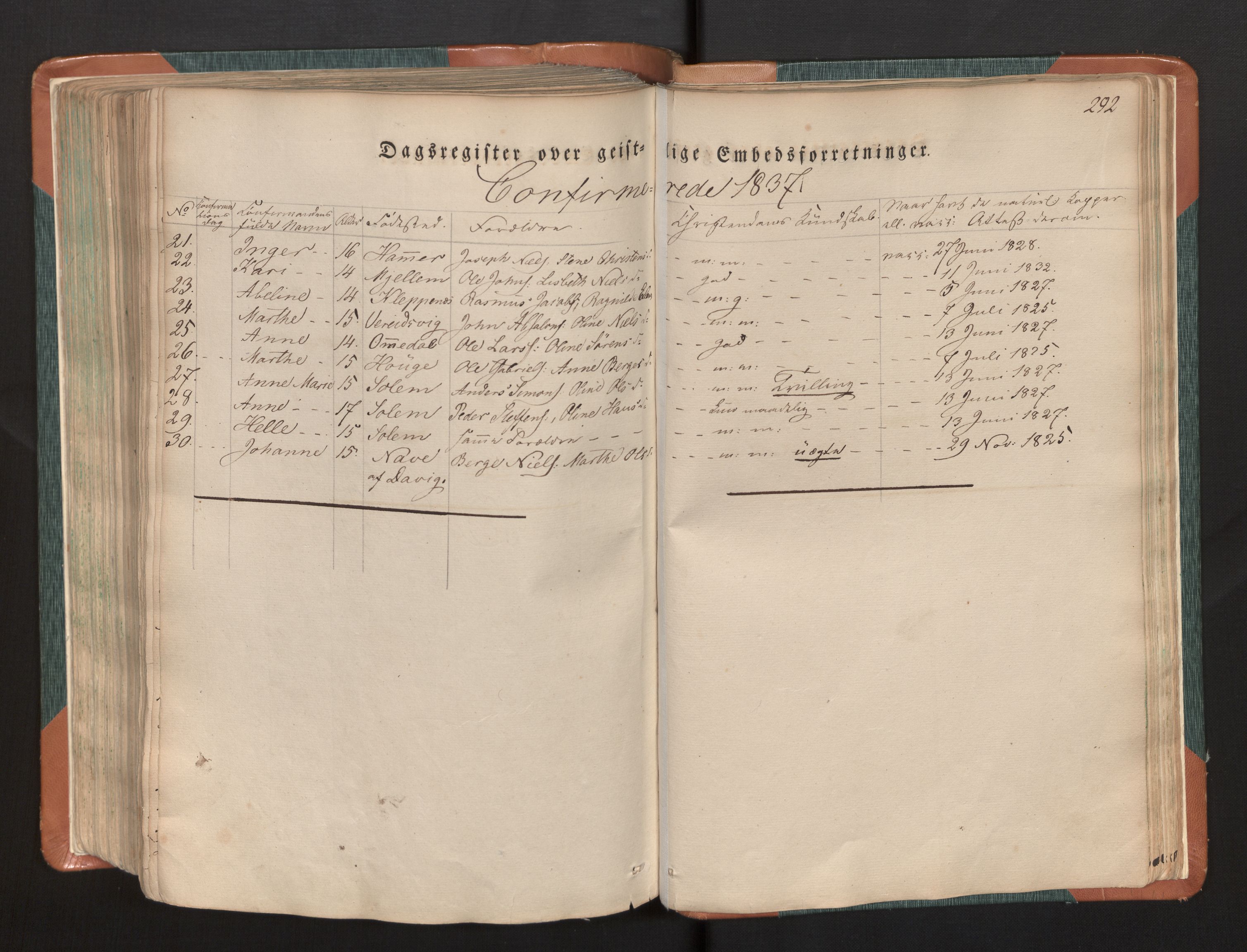 Gloppen sokneprestembete, AV/SAB-A-80101/H/Haa/Haaa/L0007: Parish register (official) no. A 7, 1827-1837, p. 292