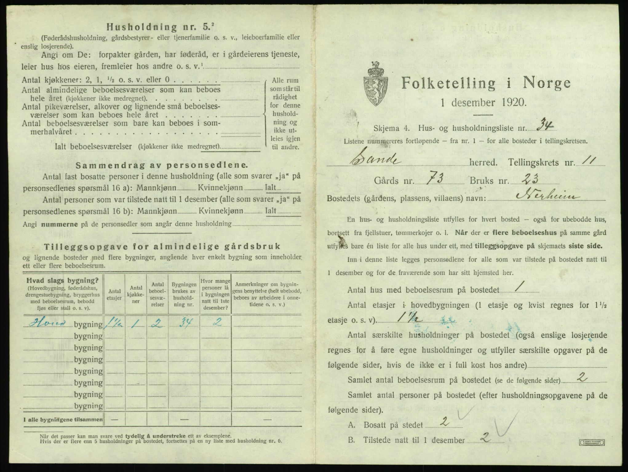 SAT, 1920 census for Sande (MR), 1920, p. 902