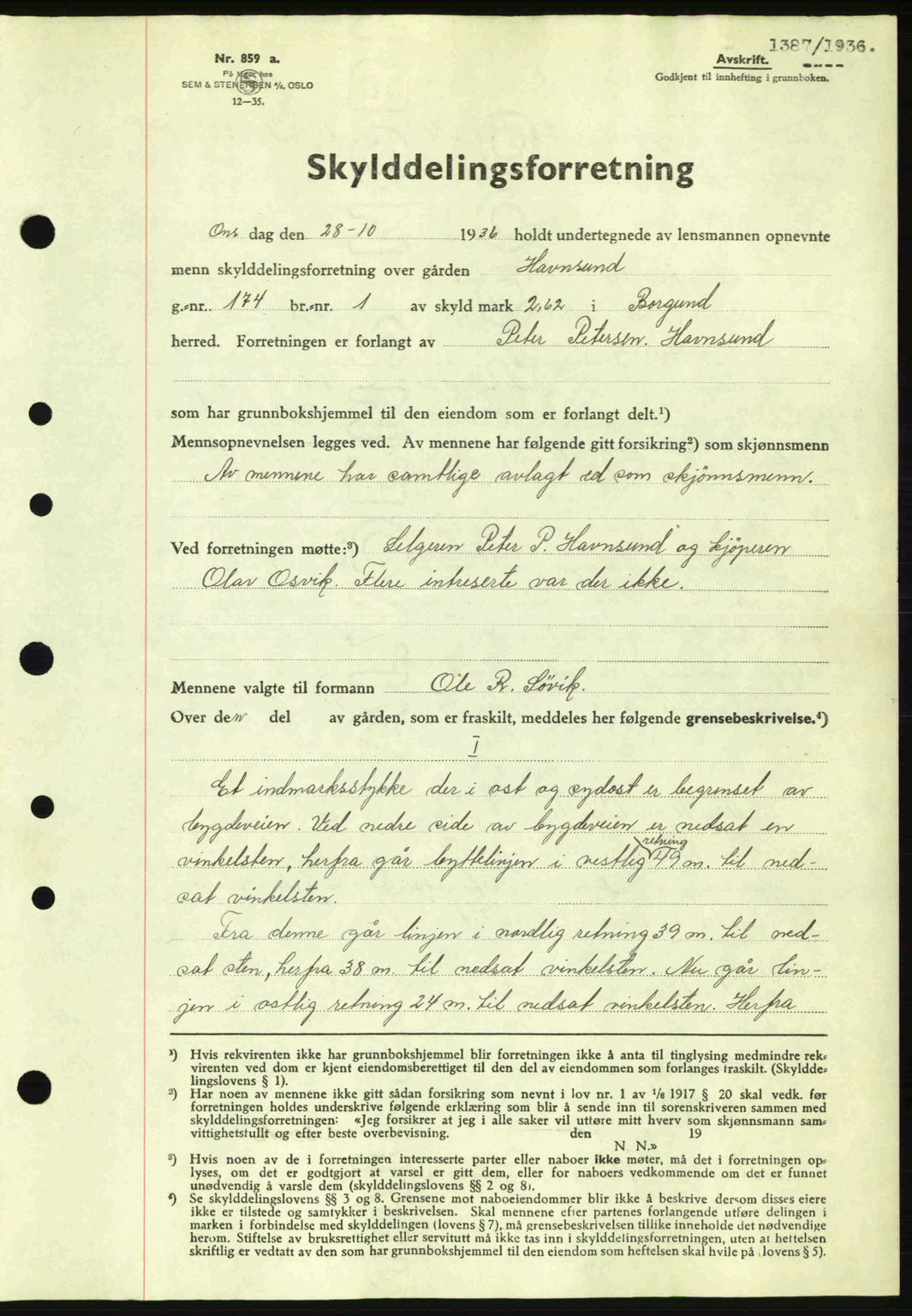 Nordre Sunnmøre sorenskriveri, AV/SAT-A-0006/1/2/2C/2Ca: Mortgage book no. A2, 1936-1937, Diary no: : 1387/1936