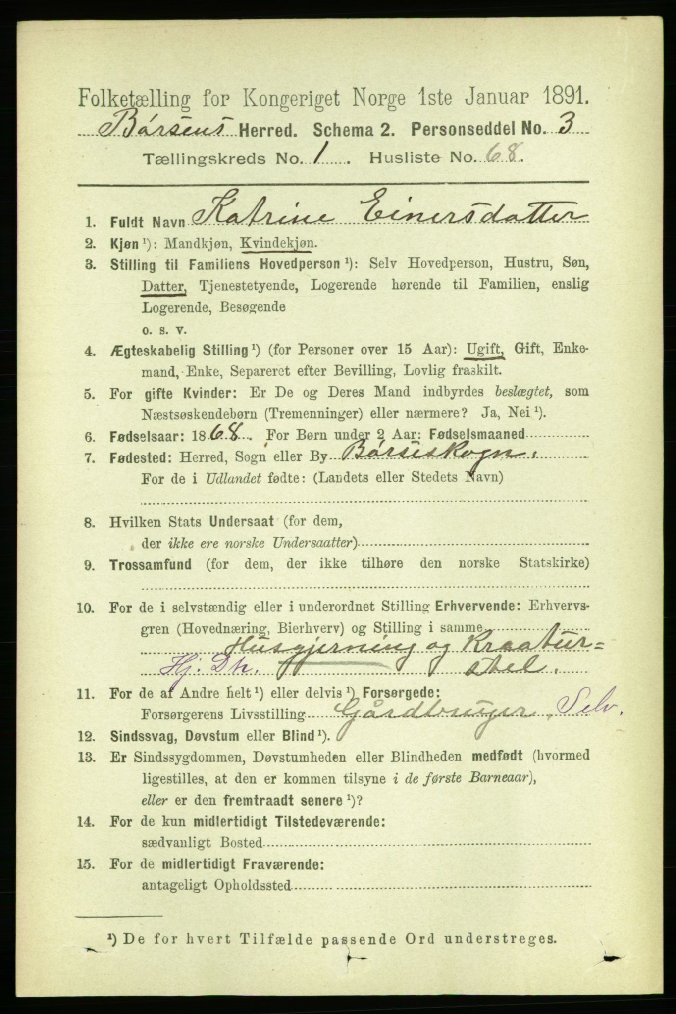 RA, 1891 census for 1658 Børsa, 1891, p. 442