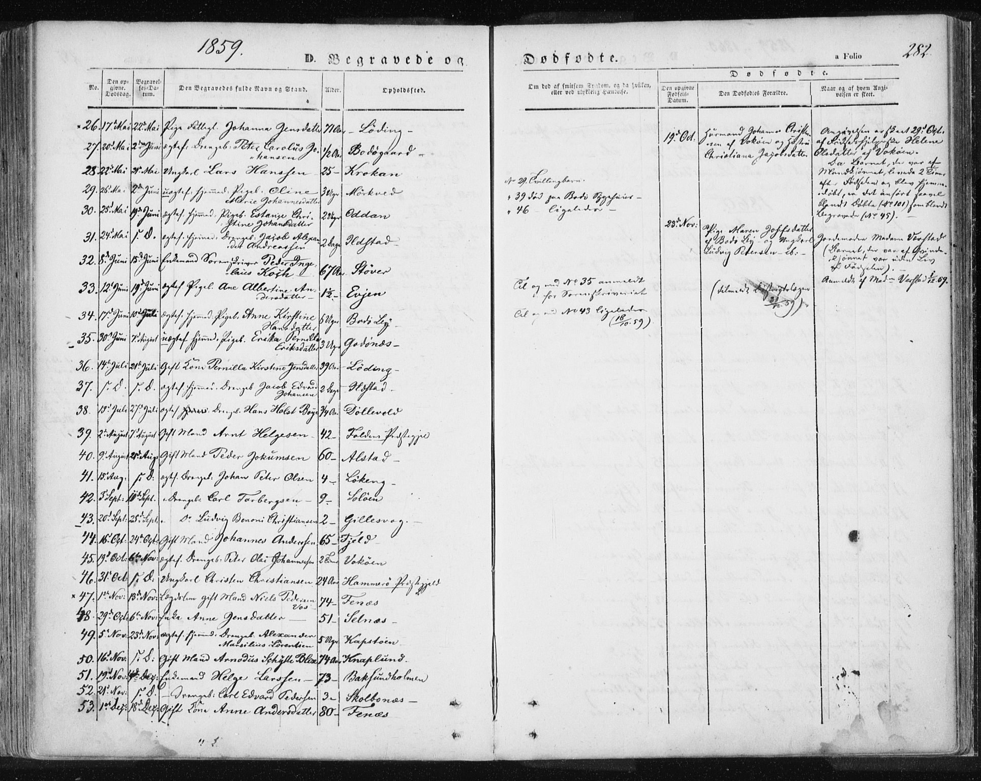 Ministerialprotokoller, klokkerbøker og fødselsregistre - Nordland, SAT/A-1459/801/L0007: Parish register (official) no. 801A07, 1845-1863, p. 282