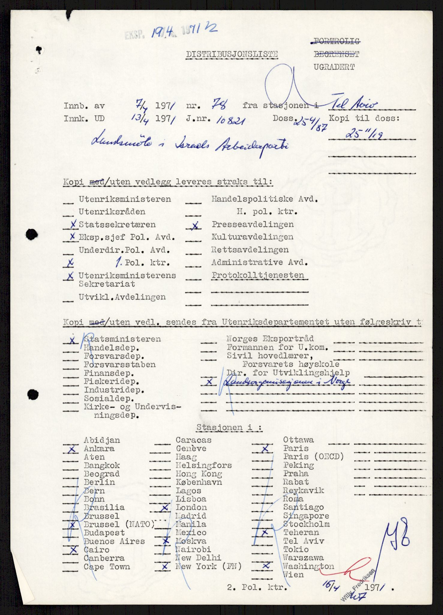 Utenriksdepartementet, hovedarkiv, AV/RA-S-6794/D/Db/Dba/L0776/0003: Verdenspolitikk. Fremmede staters politikk (G.L.) / Israel: Politikk (2 mapper), 1970-1972, p. 227