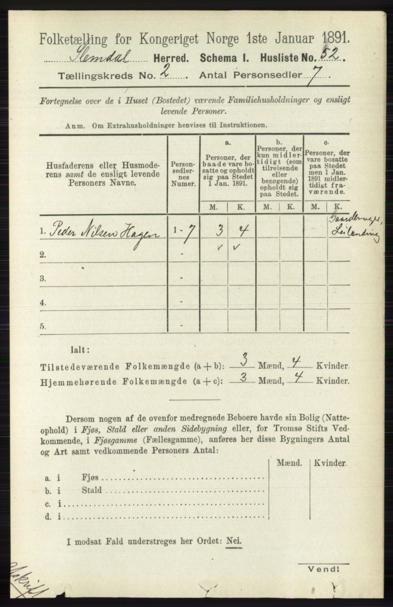 RA, 1891 census for 0811 Slemdal, 1891, p. 362