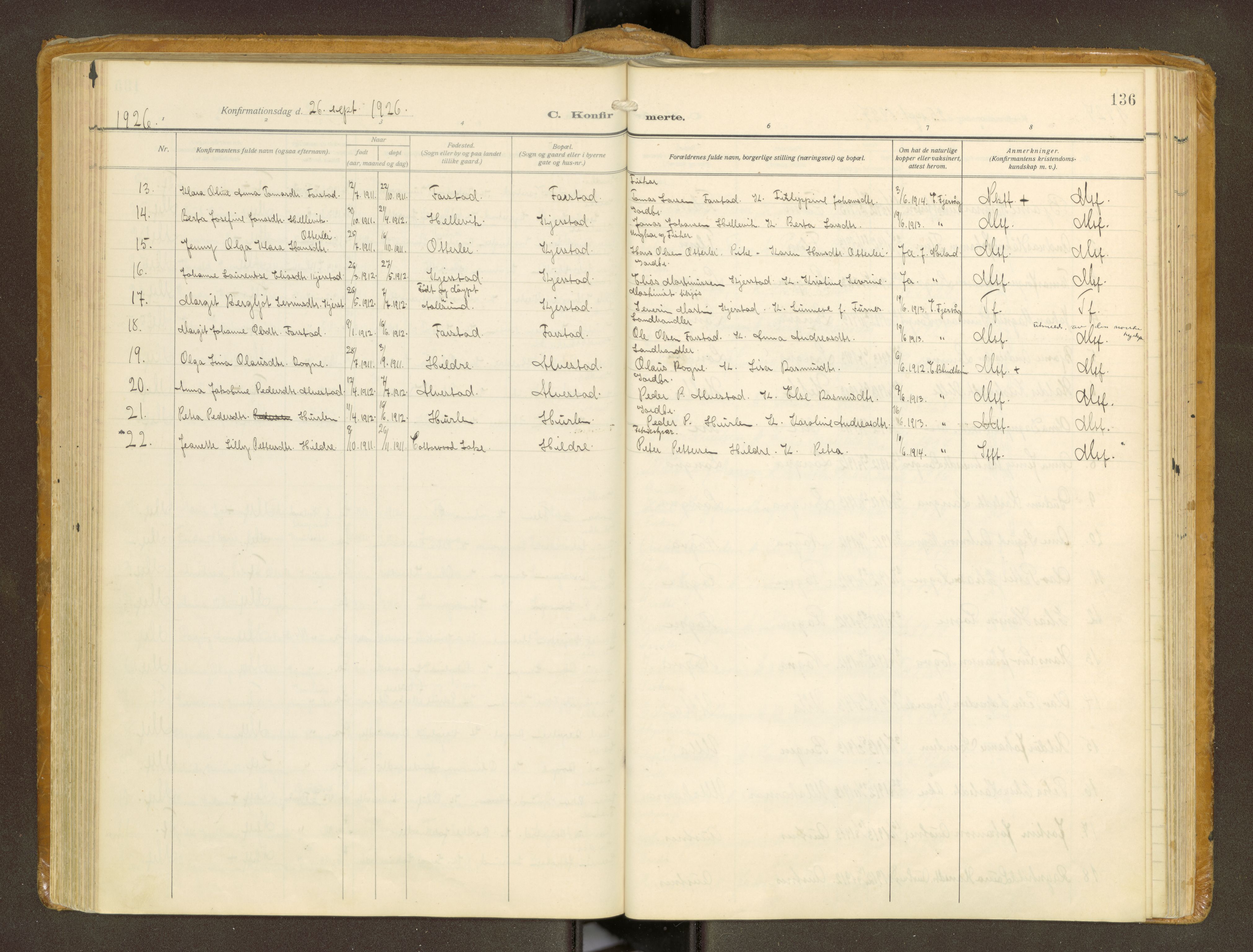 Ministerialprotokoller, klokkerbøker og fødselsregistre - Møre og Romsdal, AV/SAT-A-1454/536/L0518: Parish register (official) no. 536A--, 1914-1931, p. 136