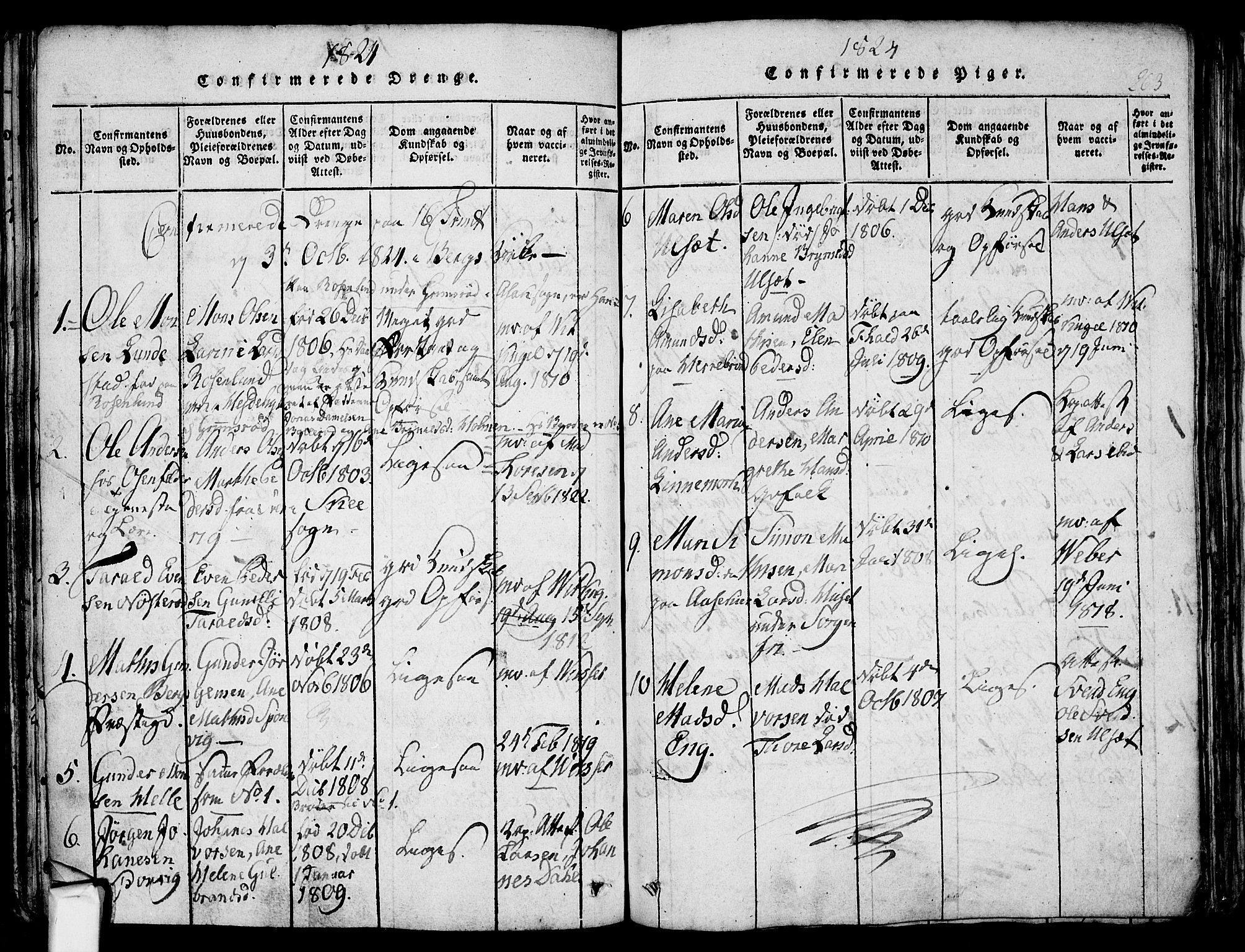 Berg prestekontor Kirkebøker, SAO/A-10902/F/Fa/L0002: Parish register (official) no. I 2, 1815-1831, p. 263
