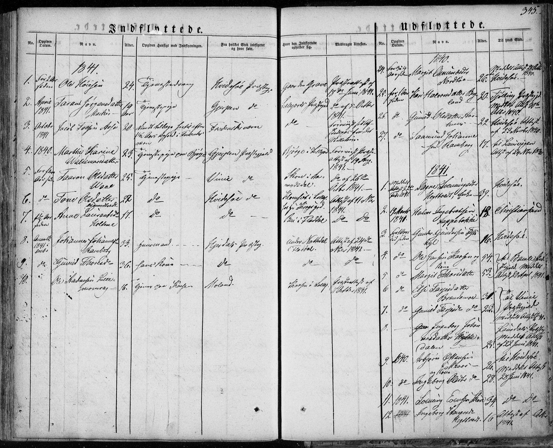 Seljord kirkebøker, SAKO/A-20/F/Fa/L0011: Parish register (official) no. I 11, 1831-1849, p. 345