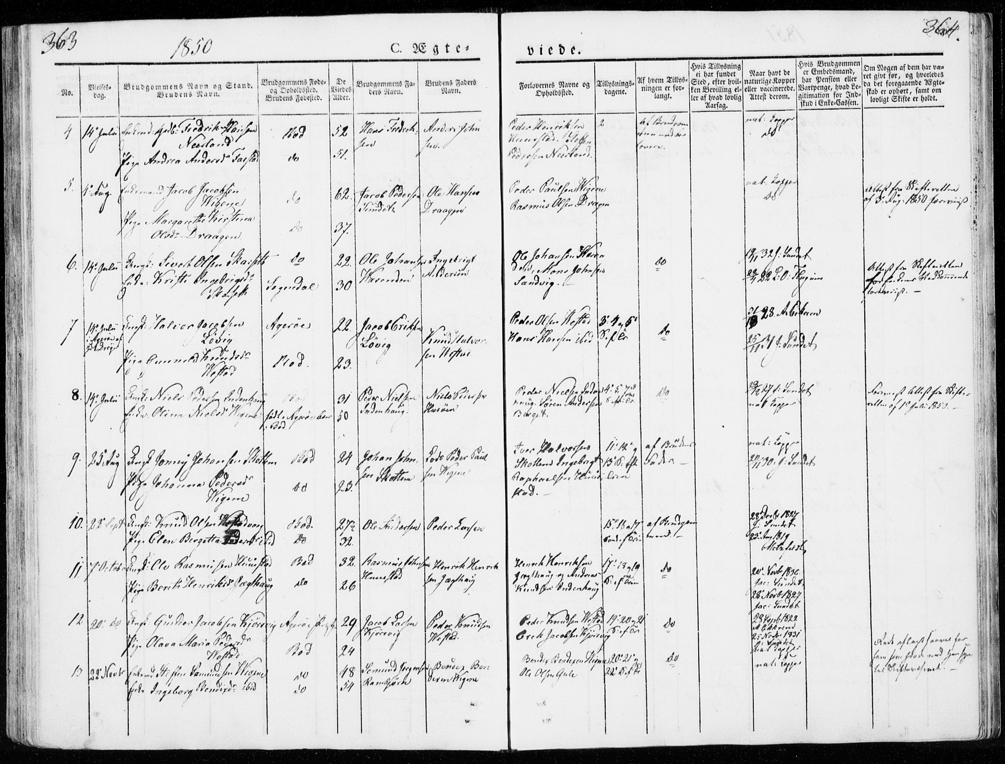 Ministerialprotokoller, klokkerbøker og fødselsregistre - Møre og Romsdal, SAT/A-1454/566/L0766: Parish register (official) no. 566A05, 1842-1851, p. 363-364