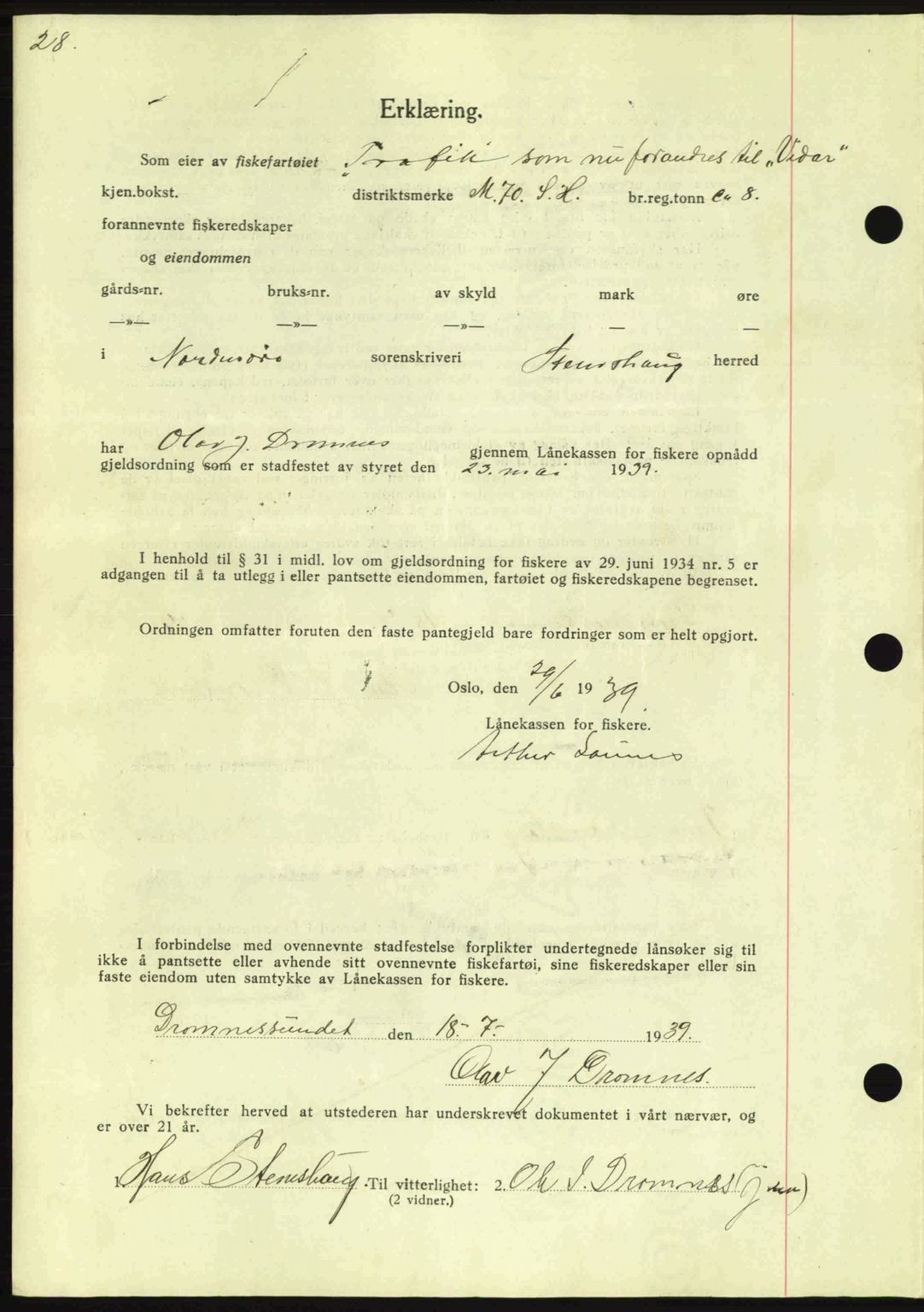 Nordmøre sorenskriveri, AV/SAT-A-4132/1/2/2Ca: Mortgage book no. B86, 1939-1940, Diary no: : 2626/1939